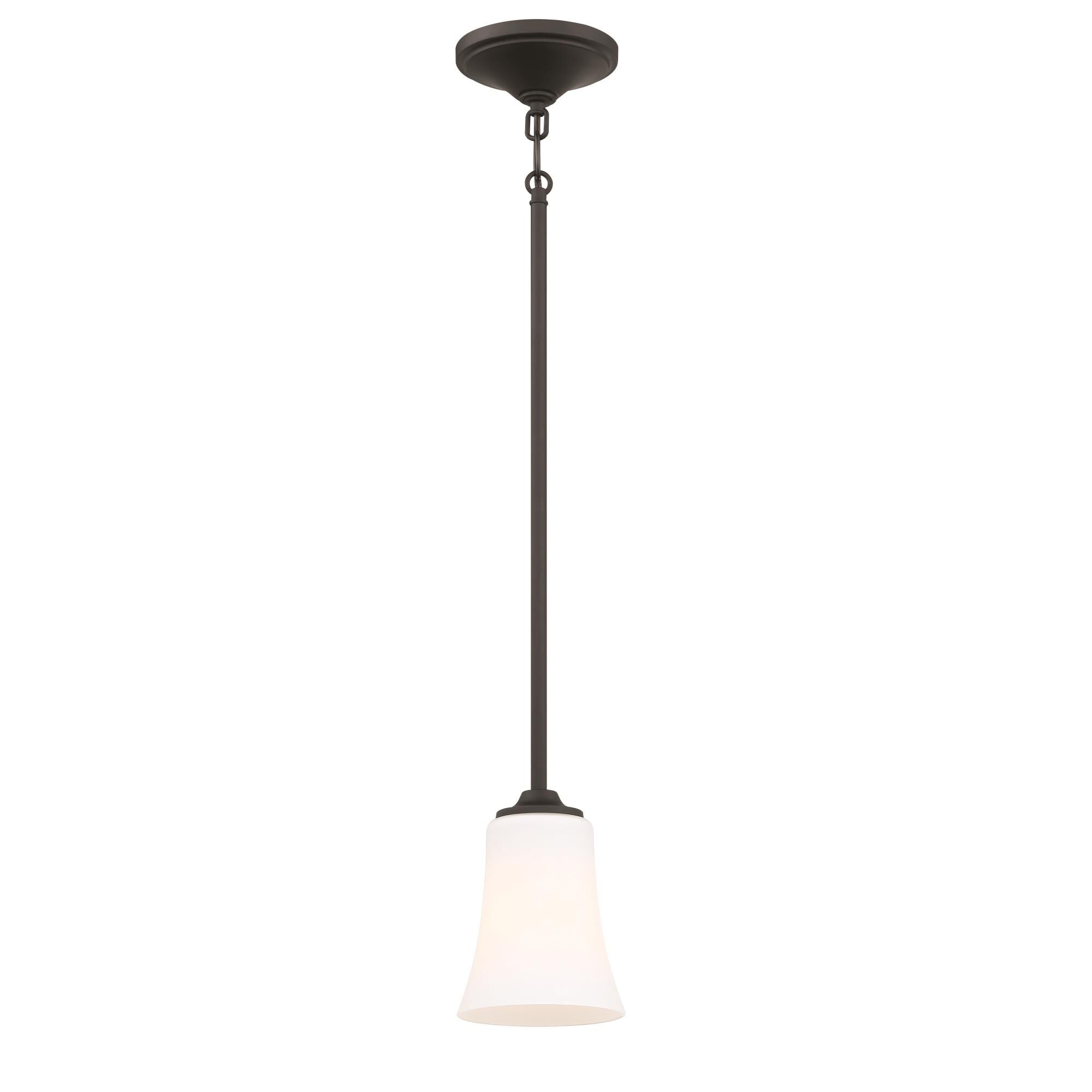 Shown in Flat Black finish and White Frosted glass and Glass shade