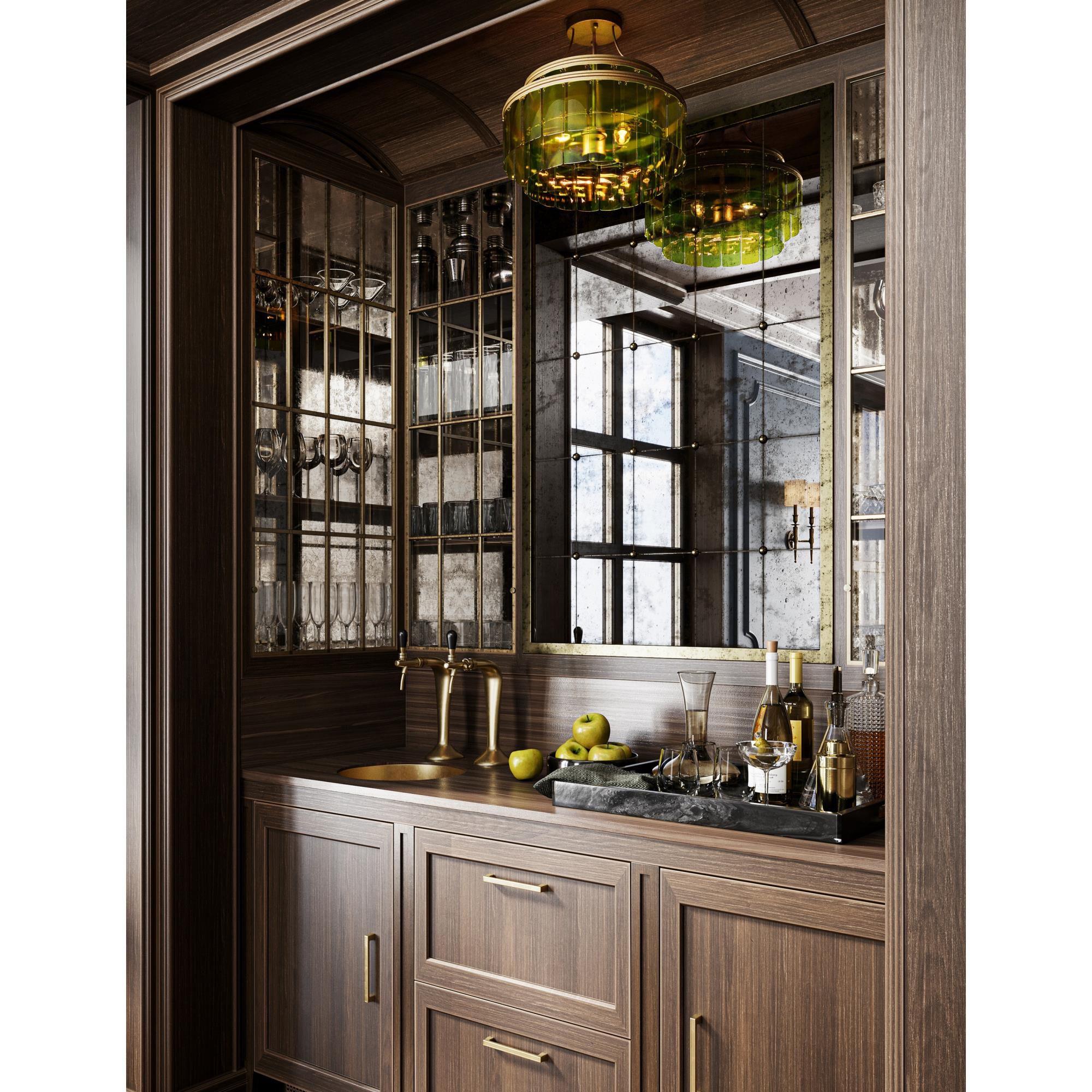 Shown in Contemporary Gold Leaf, Green finish