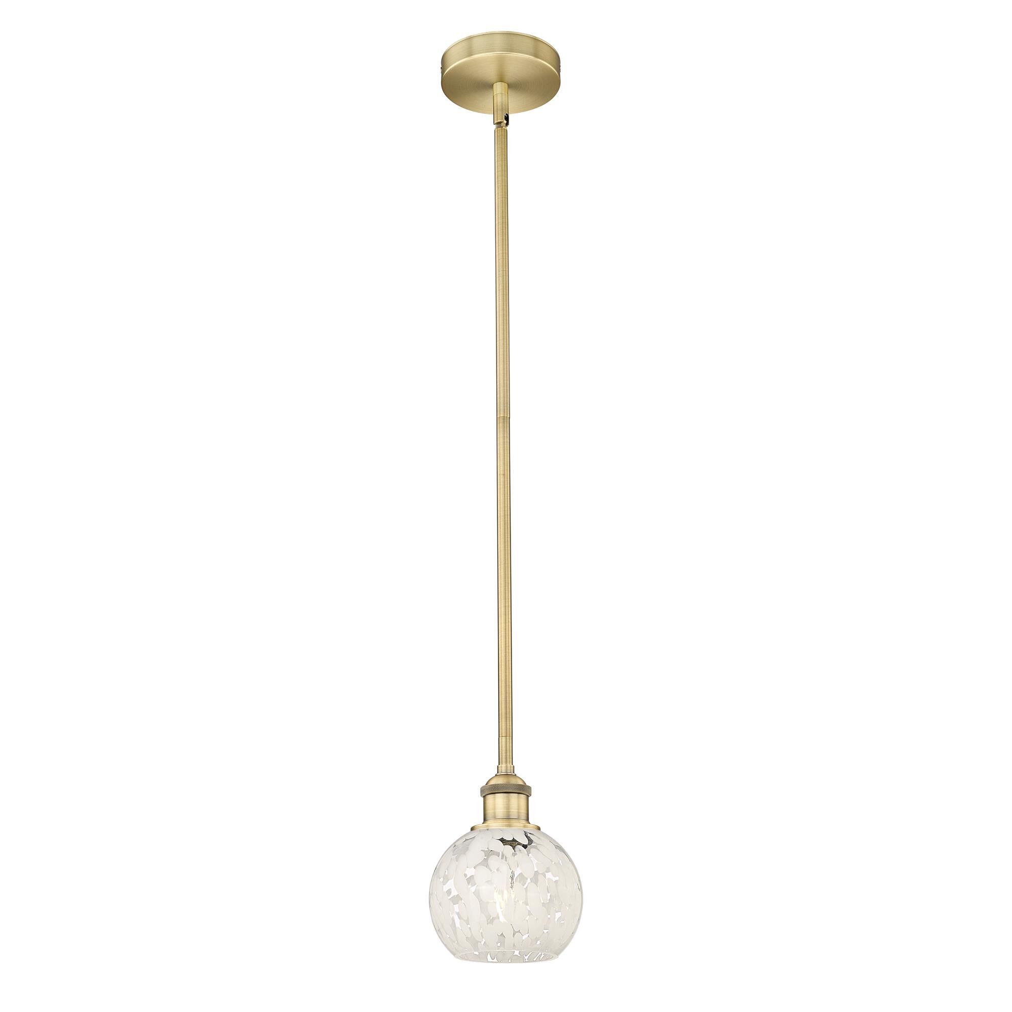 Shown in Brushed Brass finish and White Mouchette glass