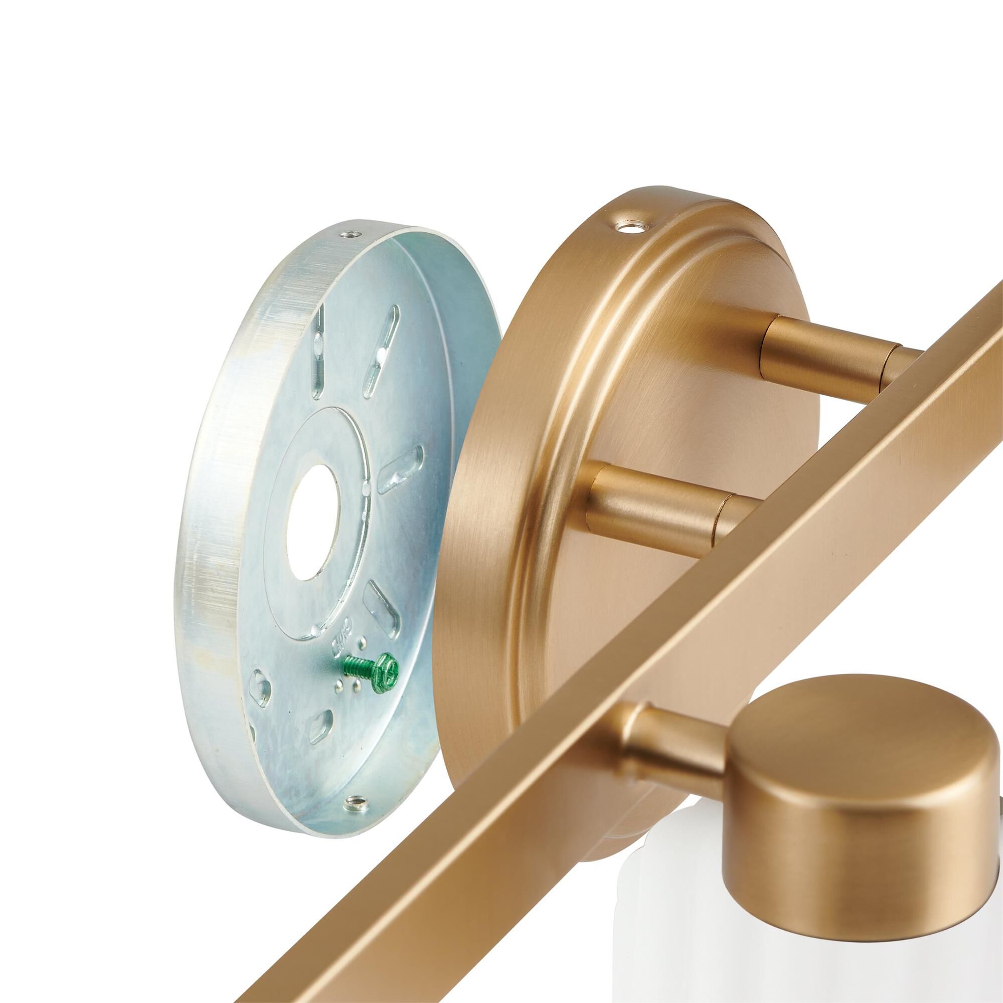 Shown in Champagne Gold finish and Etched Opal Ribbed glass