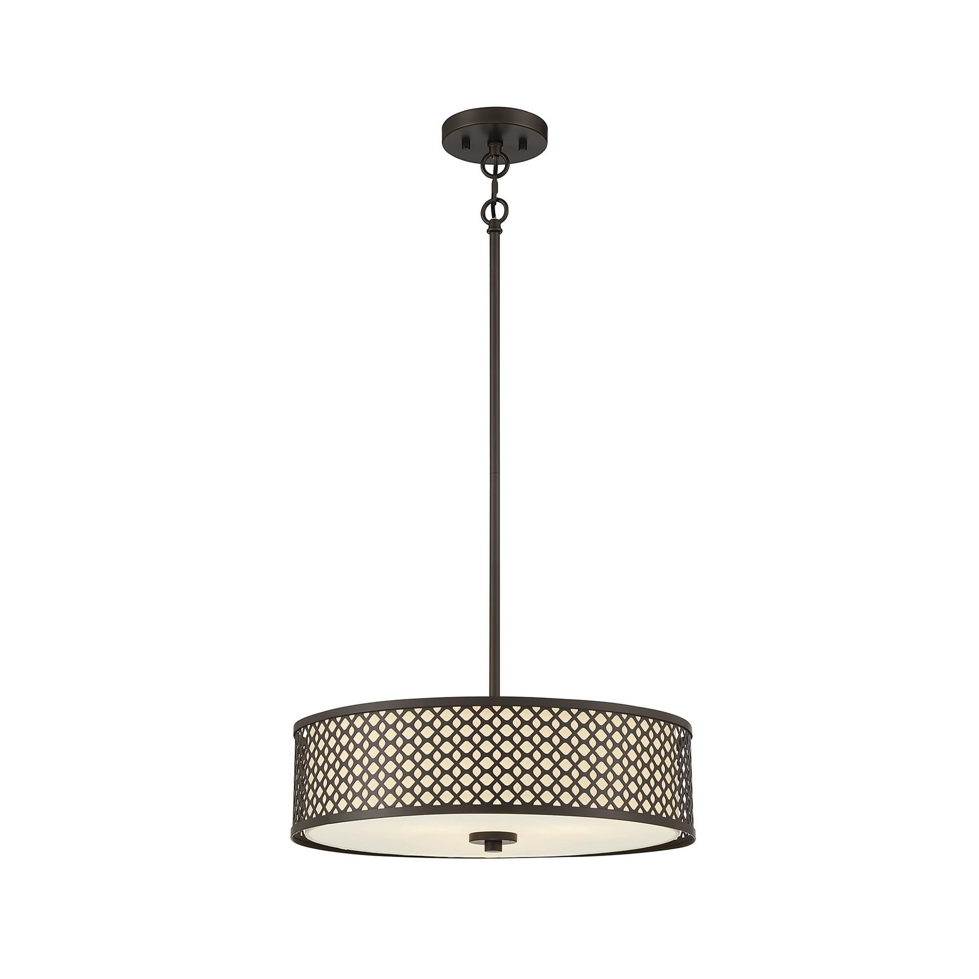 Shown in Oil Rubbed Bronze finish and White Fabric shade