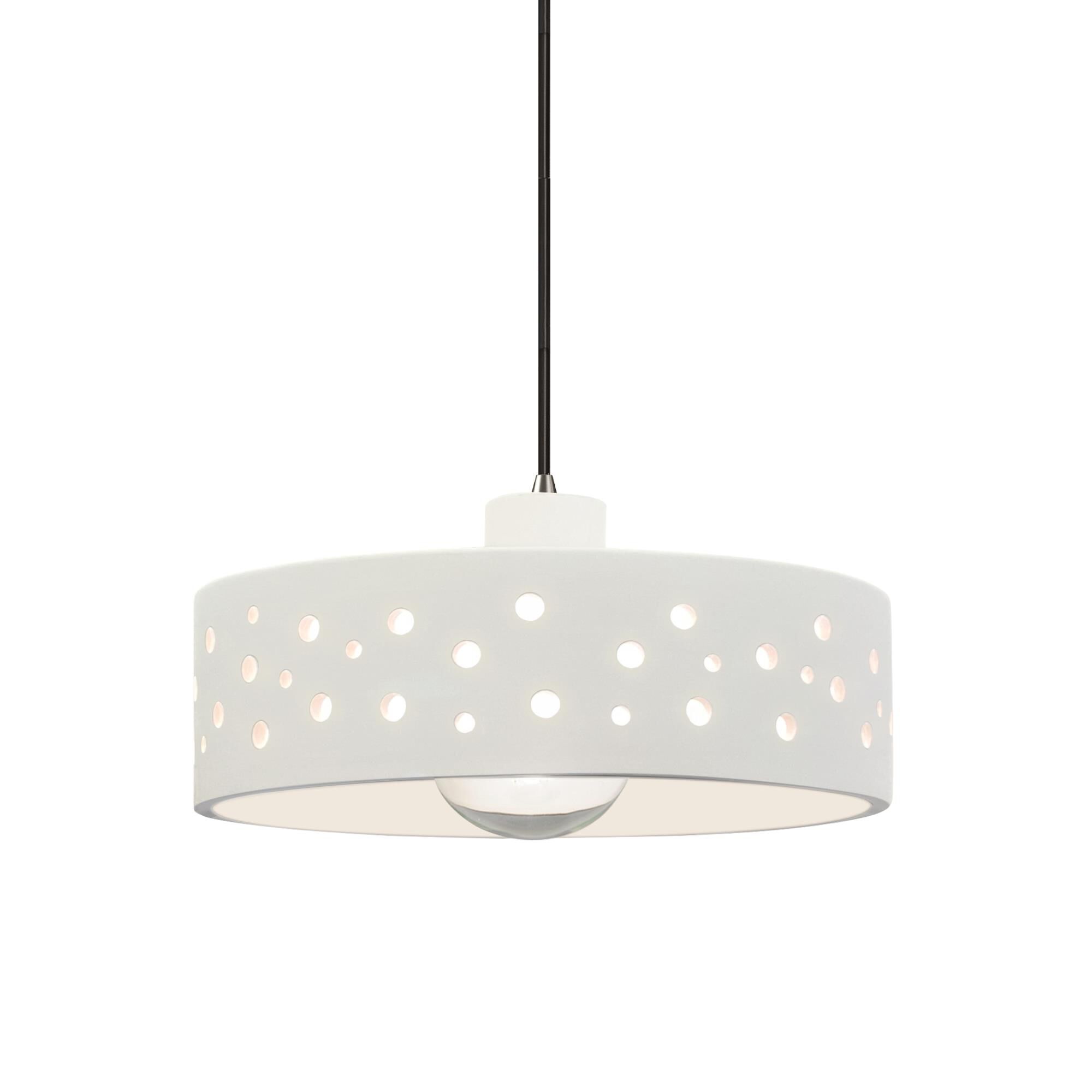 Shown in Brushed Nickel finish and Bisque shade