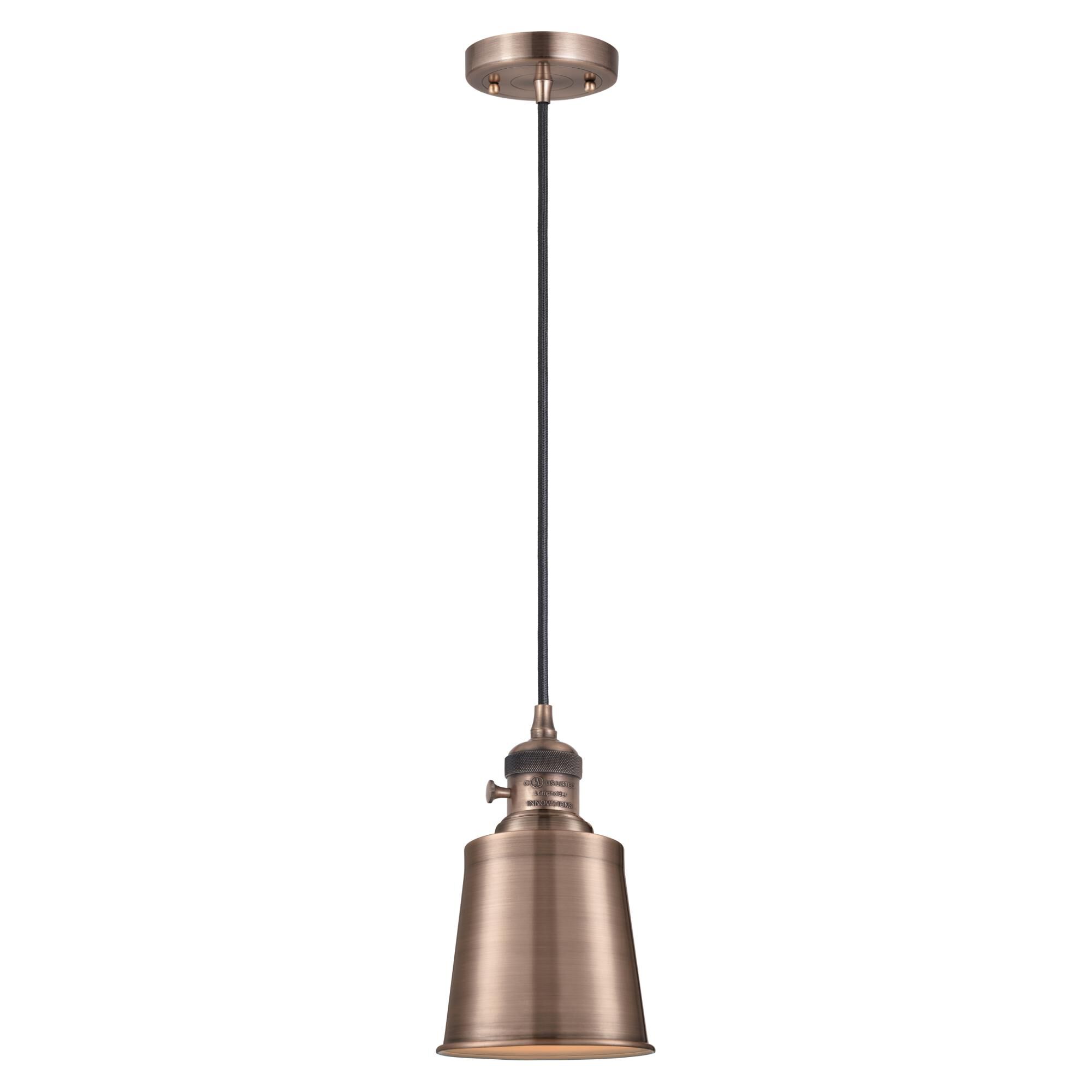 Shown in Antique Copper finish and Antique Copper shade