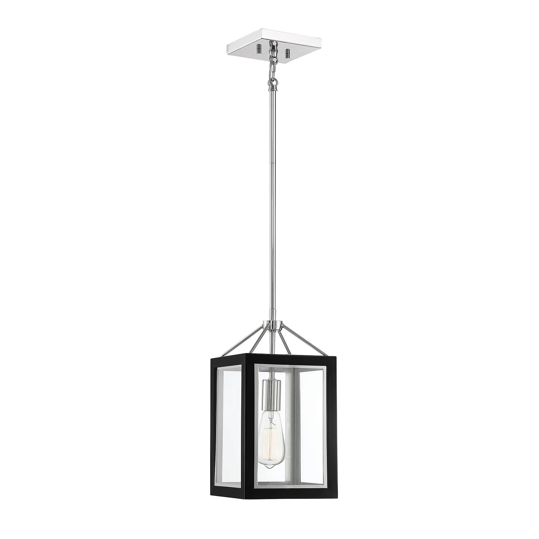 Shown in Black W/ Polished Nickel Accents finish and Clear glass