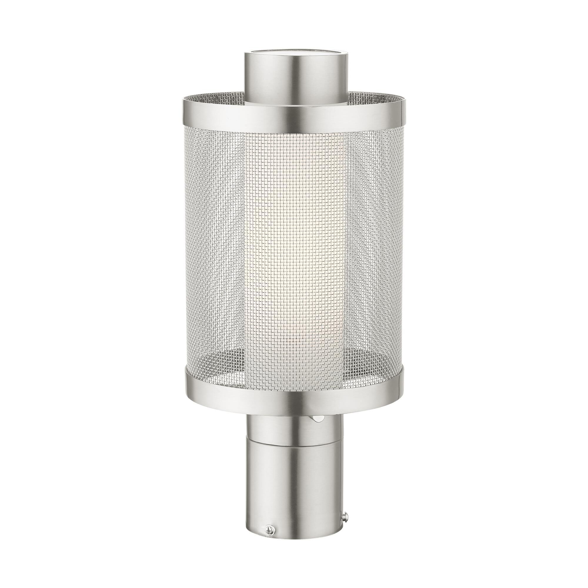 Shown in Brushed Nickel finish and Brushed Nickel Stainless Steel Mesh With Satin Opal White glass and Brushed Nickel Stainless Steel Mesh With Satin Opal White Glass shade