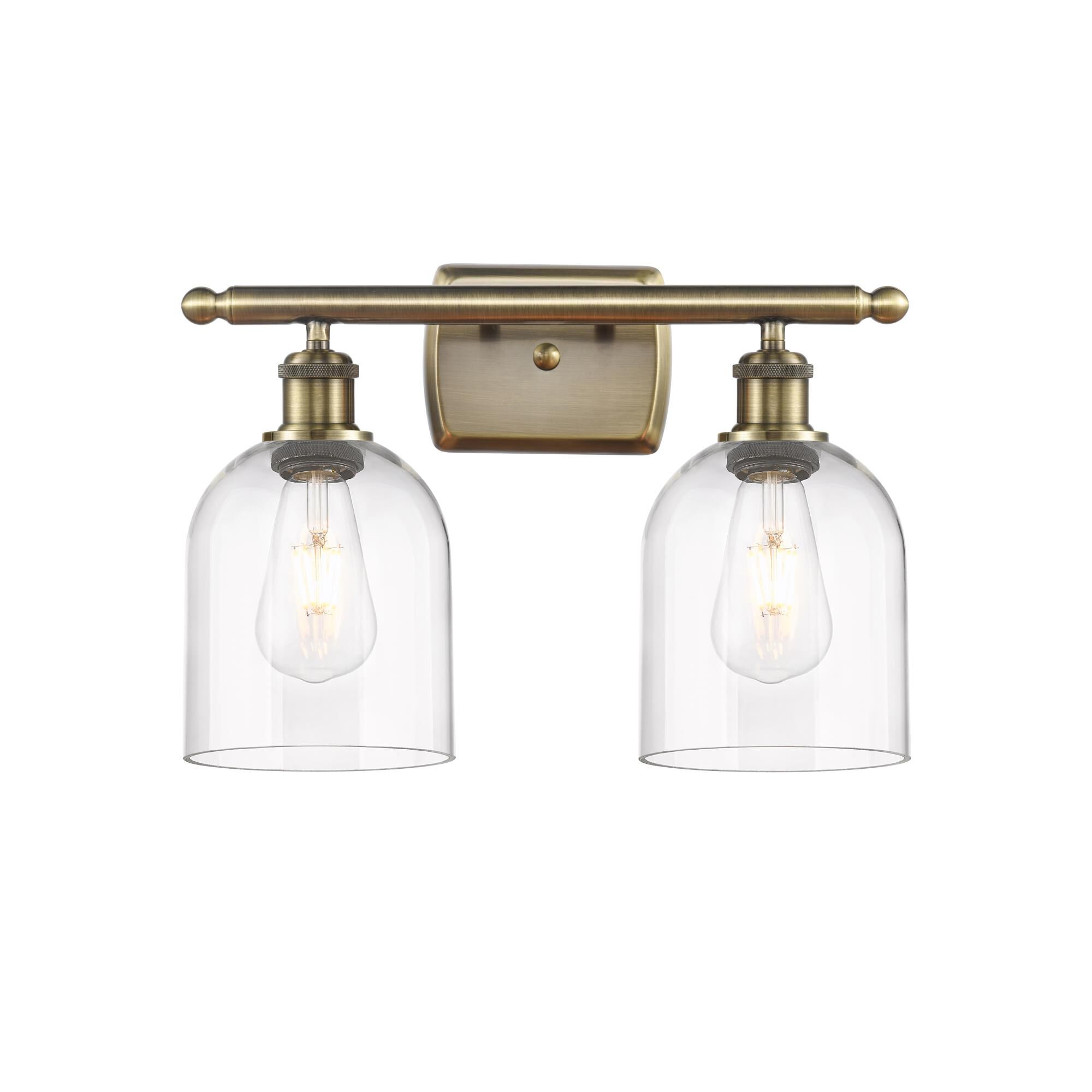 Shown in Antique Brass finish and Clear glass