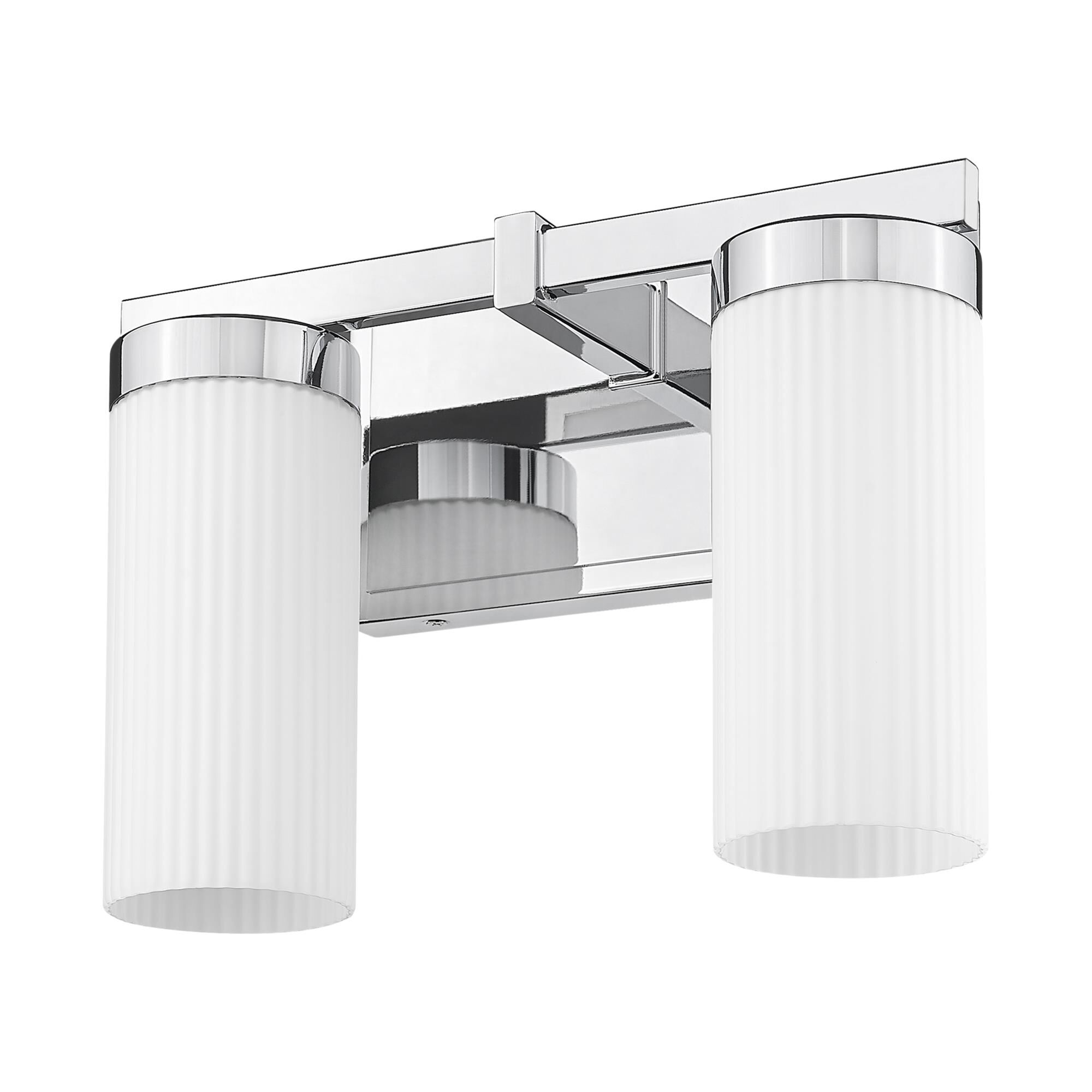 Shown in Chrome finish and White glass and White shade