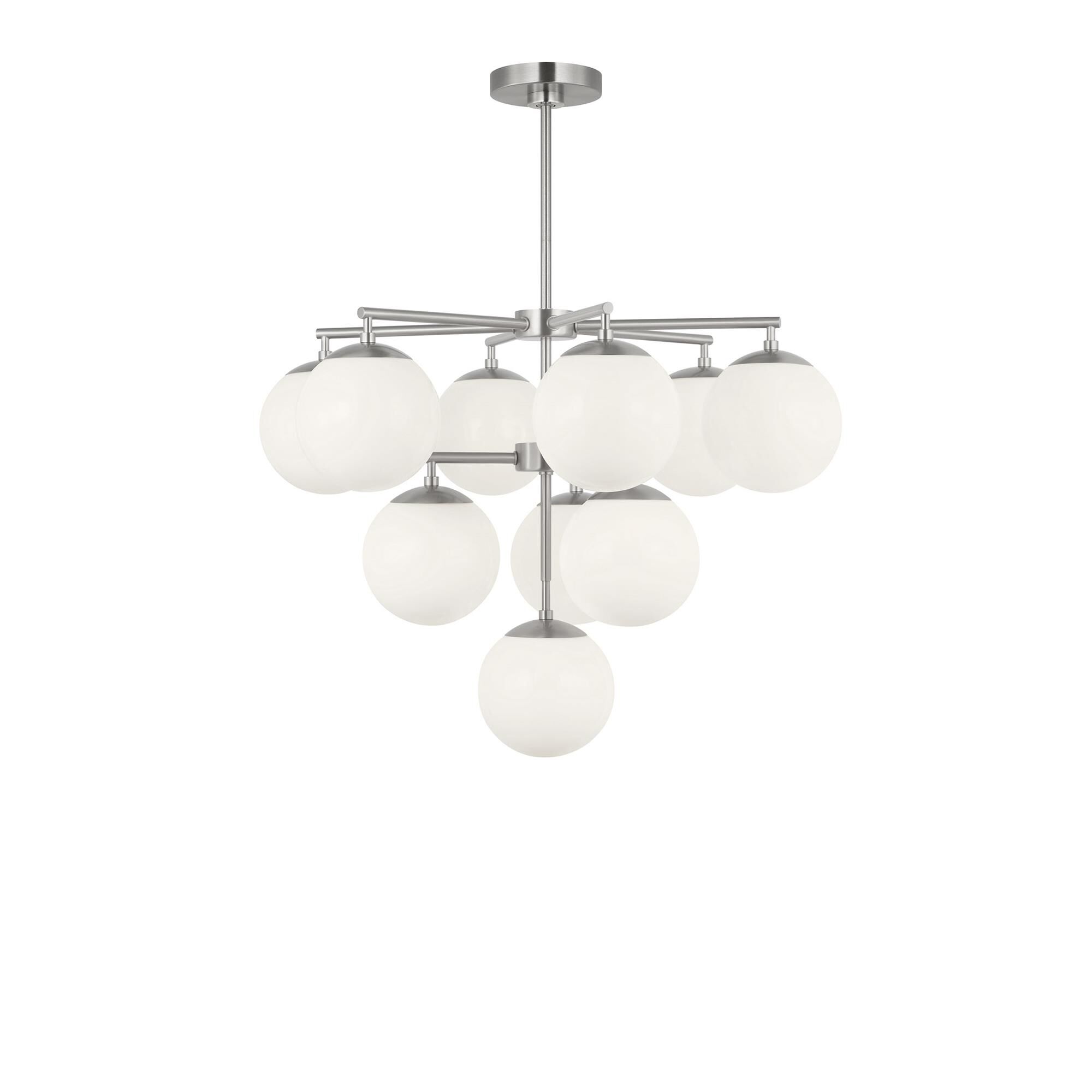 Shown in Brushed Nickel finish and Clear White glass