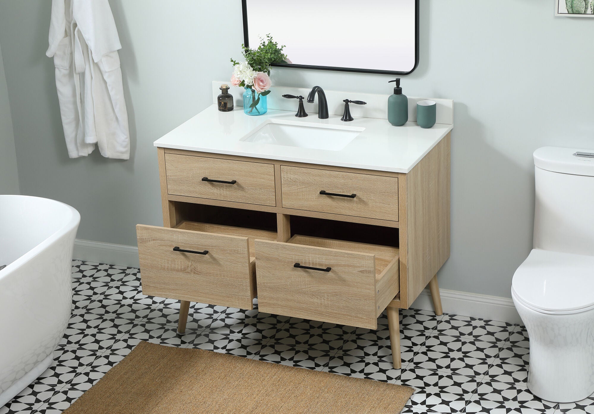 Shown in Mango Wood finish and With Backsplash accent