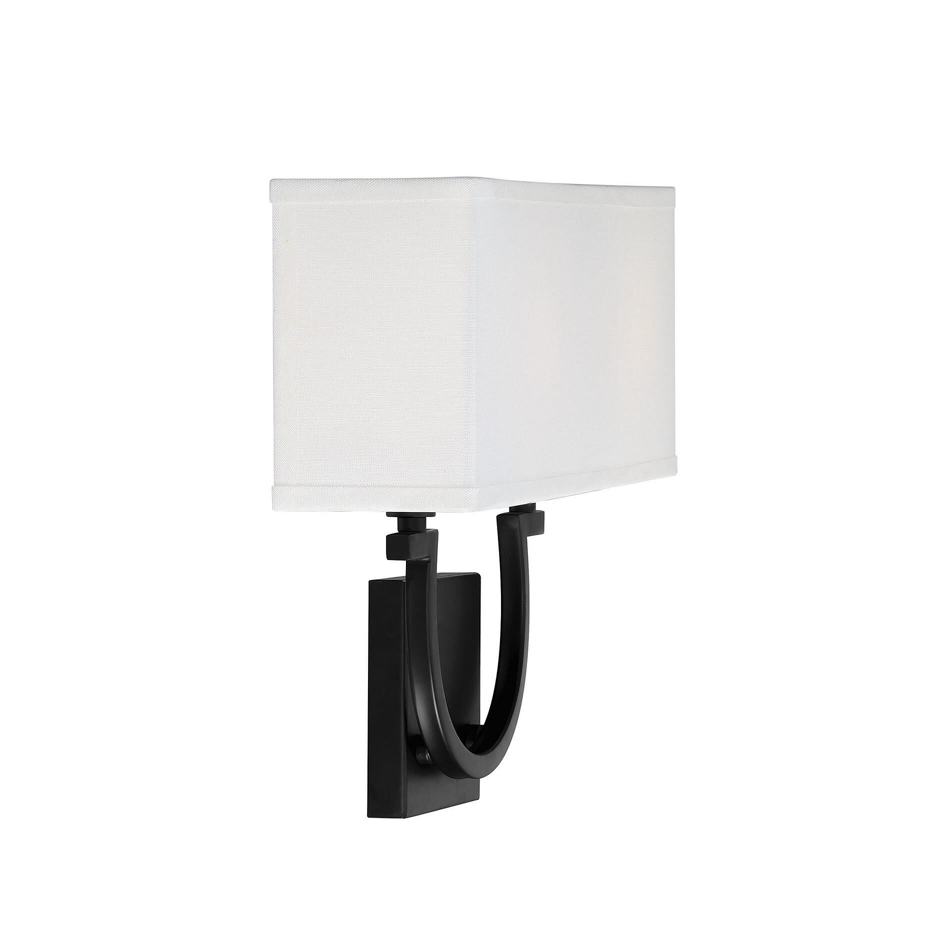 Shown in Matte Black finish and White Linen shade