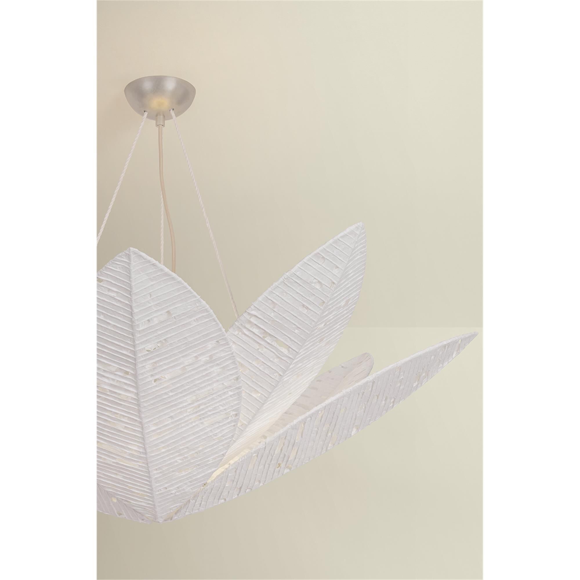 Shown in Warm Silver Leaf finish and Handmade Paper shade