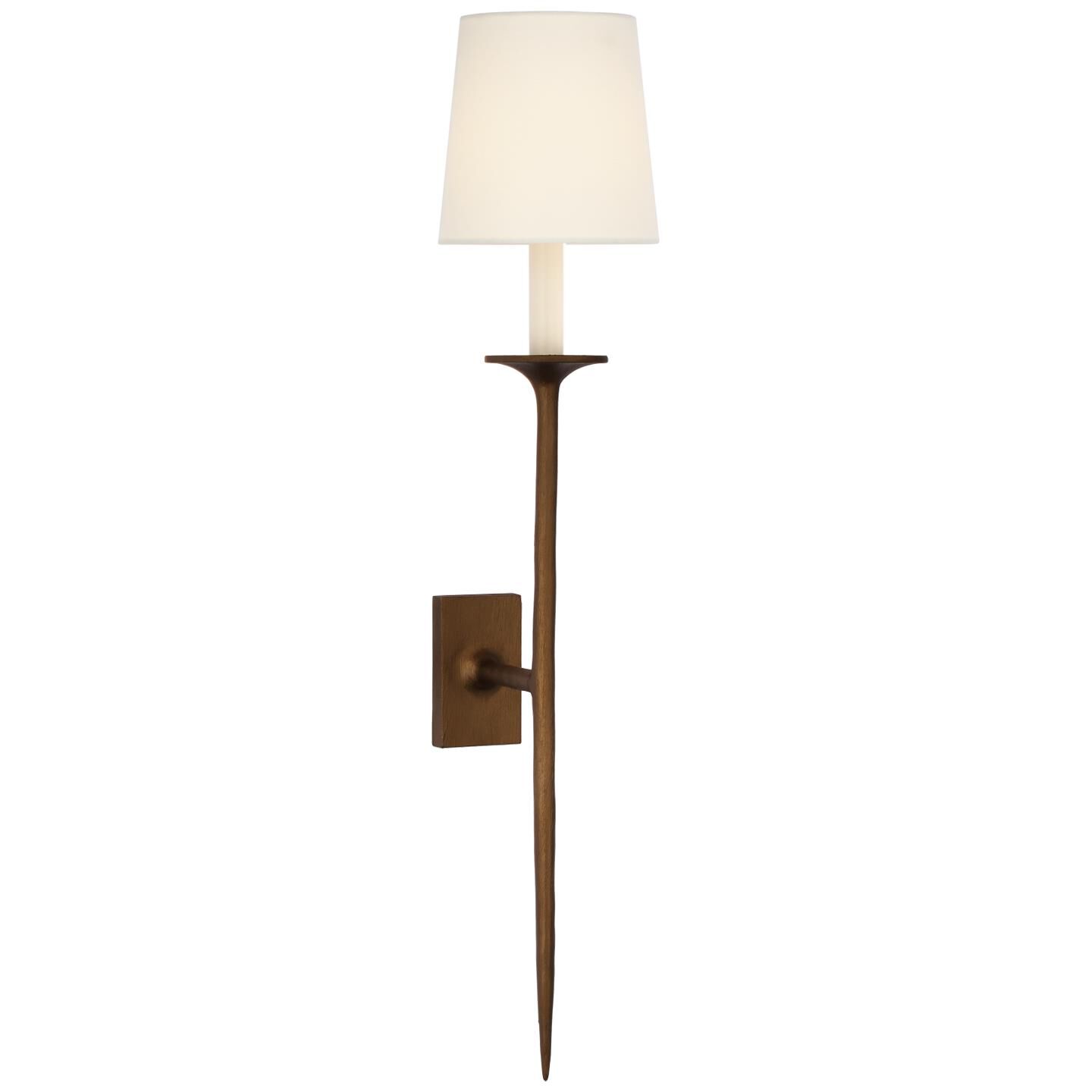 Shown in Antique Bronze Leaf finish and Linen shade
