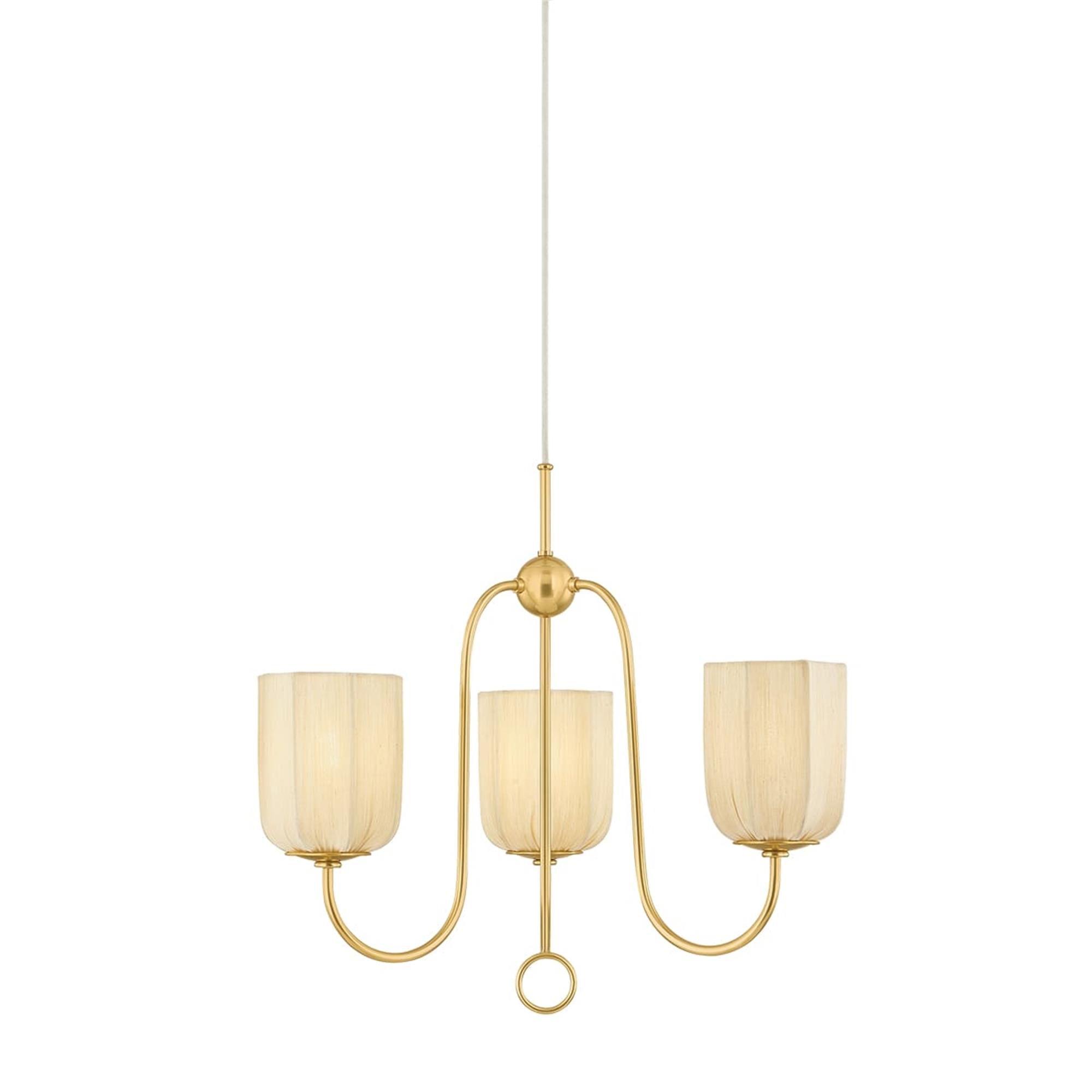 Shown in Aged Brass finish and Cotton shade