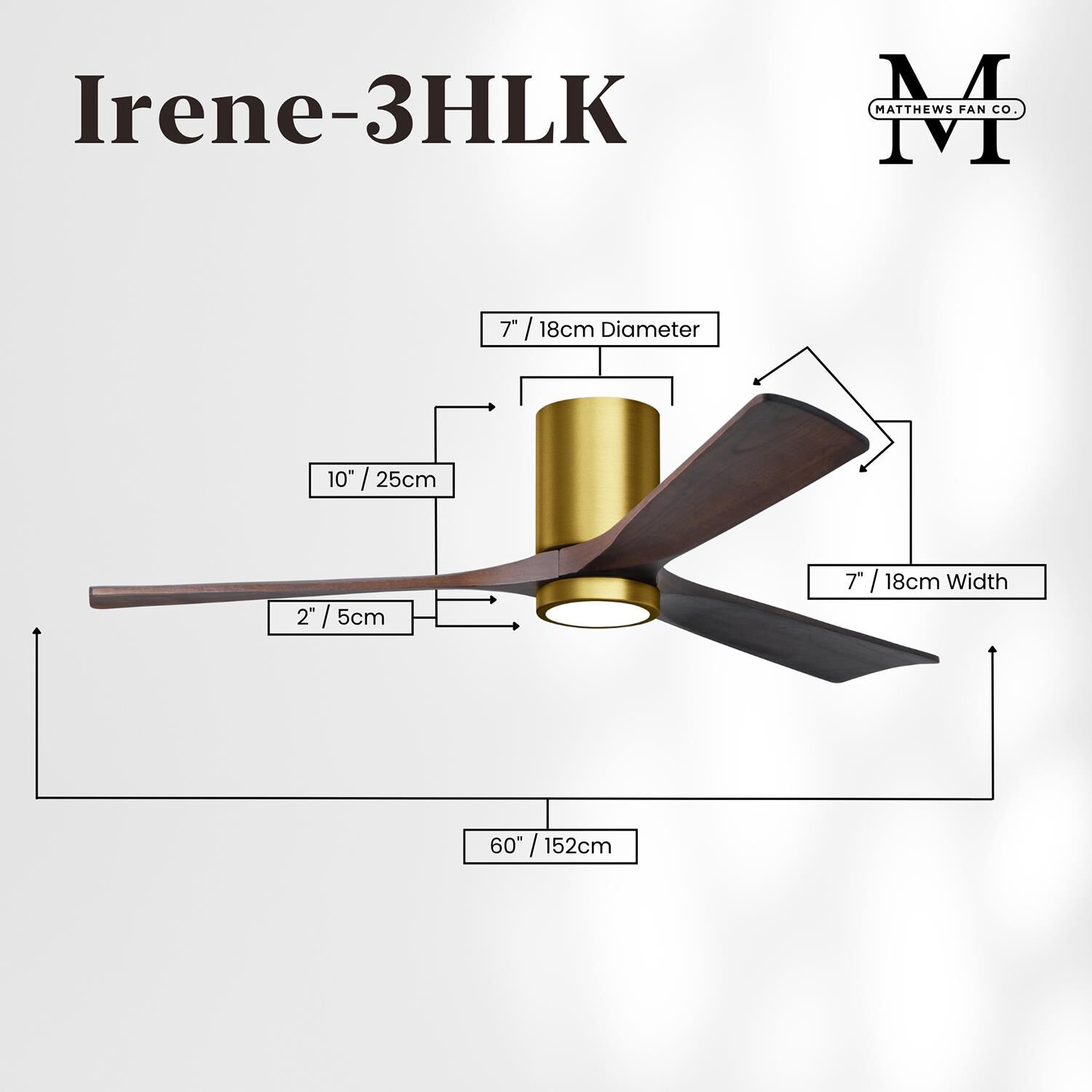 Irene 60 Inch Flush Mount Fan with Light Kit by Matthews Fan Company