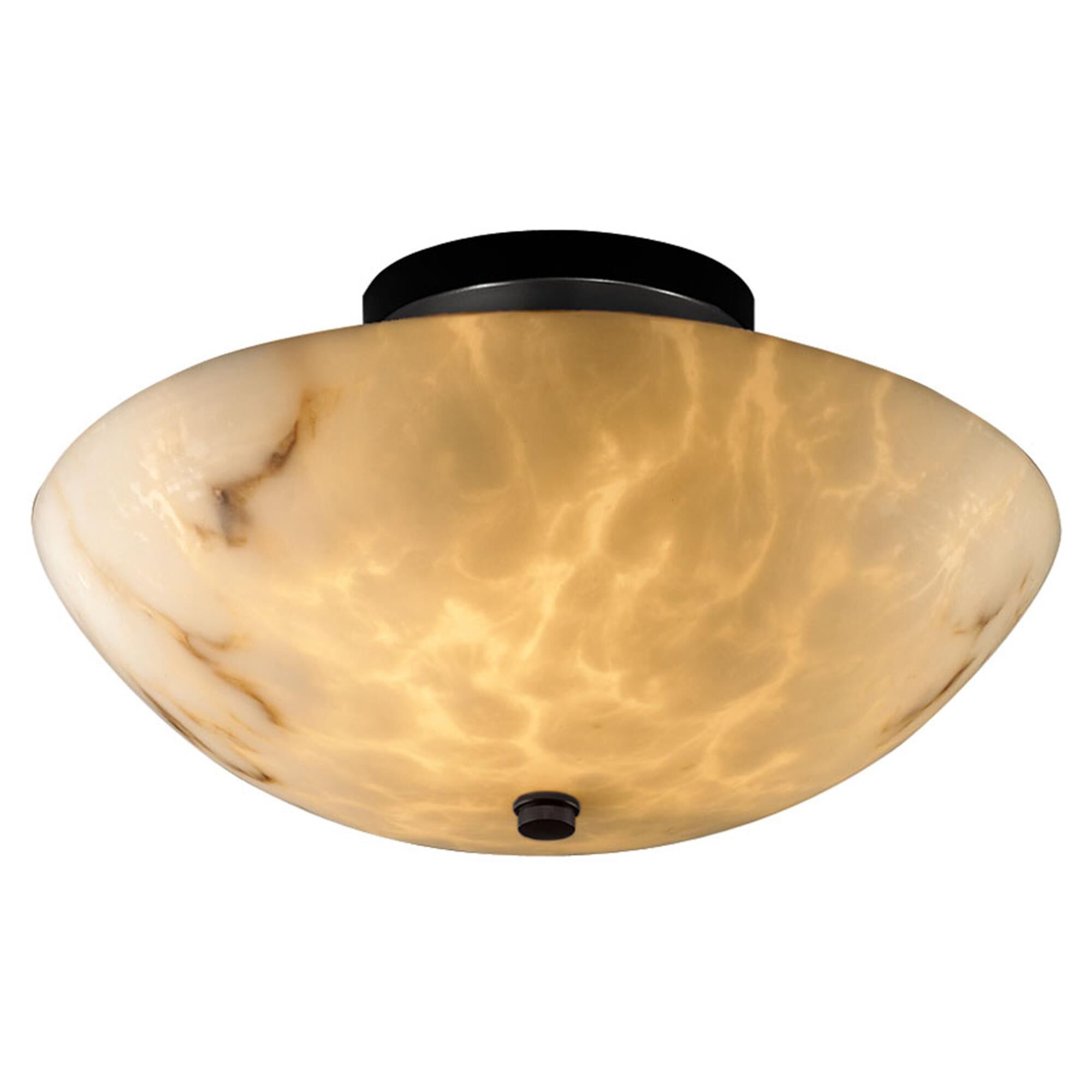 Shown in Matte Black finish and Faux Alabaster Resin glass and Round Bowl accent