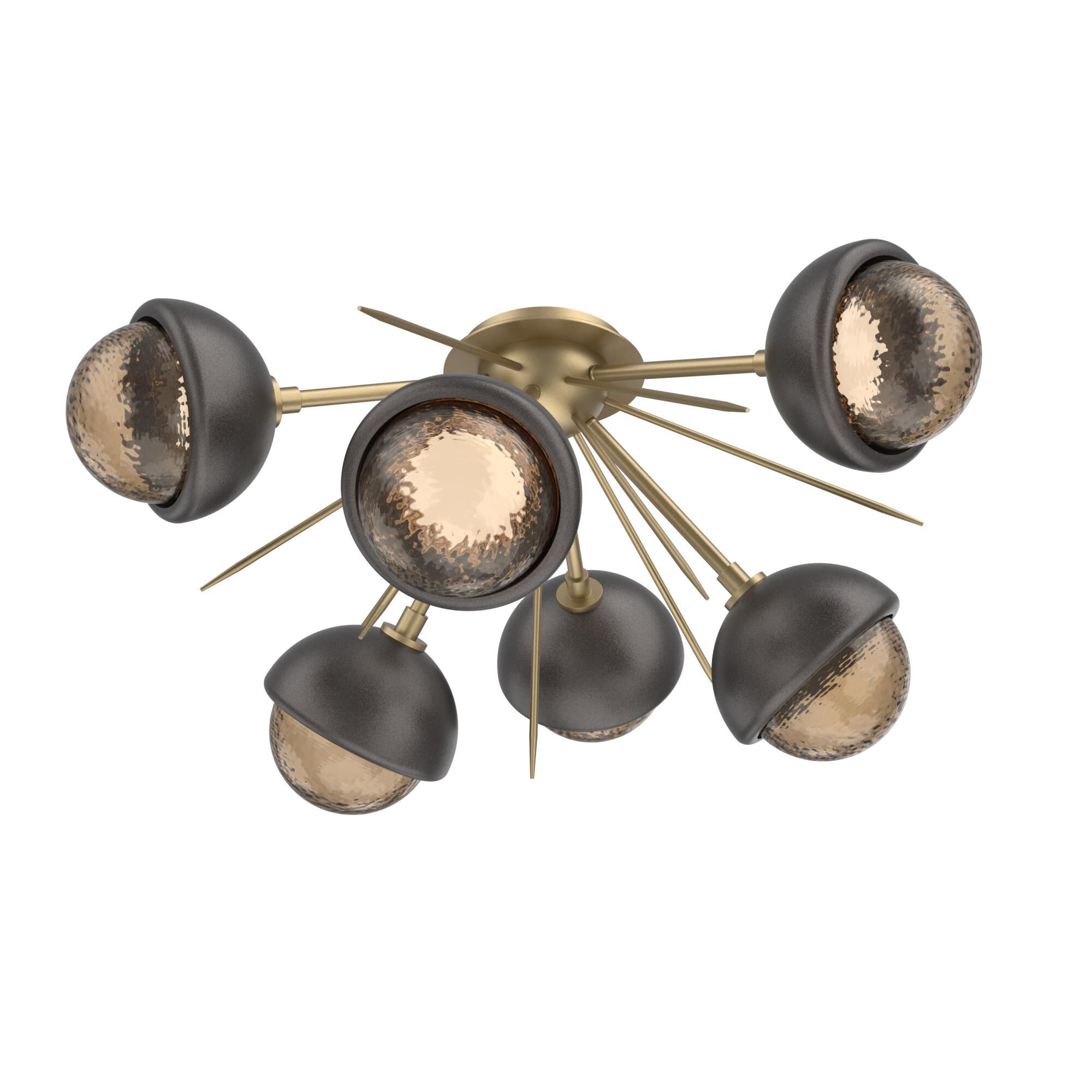 Shown in Gilded Brass finish and Bronze glass and Graphite accent