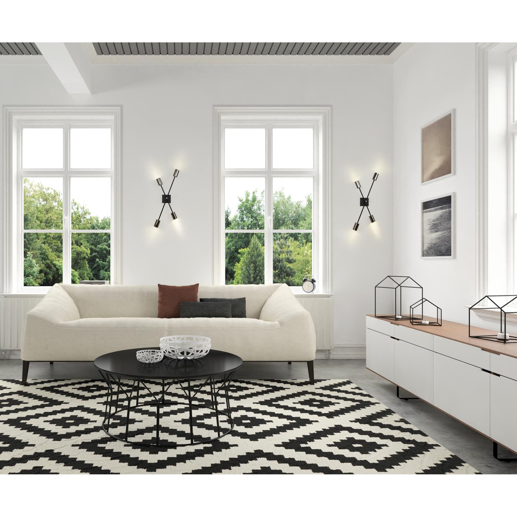 Shown in Mate Black and Polished Nickel finish