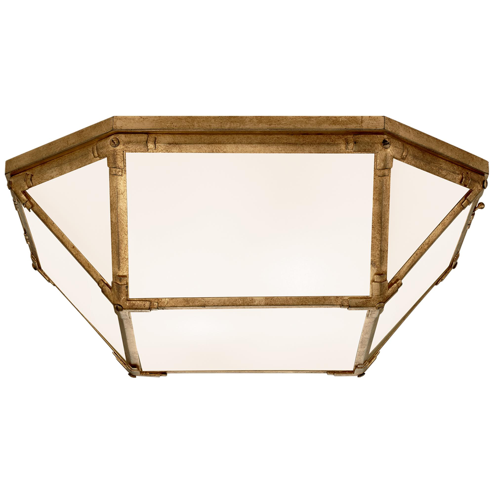 Shown in Gilded Iron finish and White glass and White Glass shade