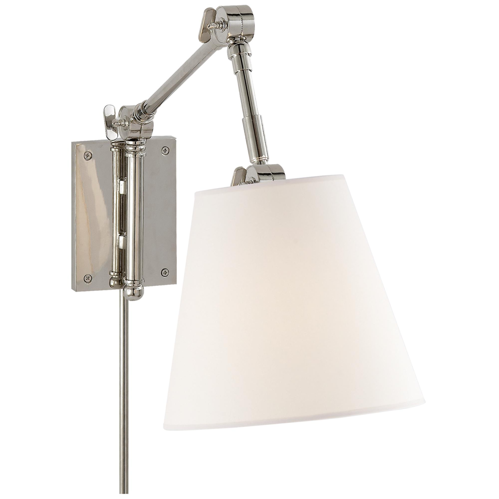 Shown in Polished Nickel finish and Linen shade