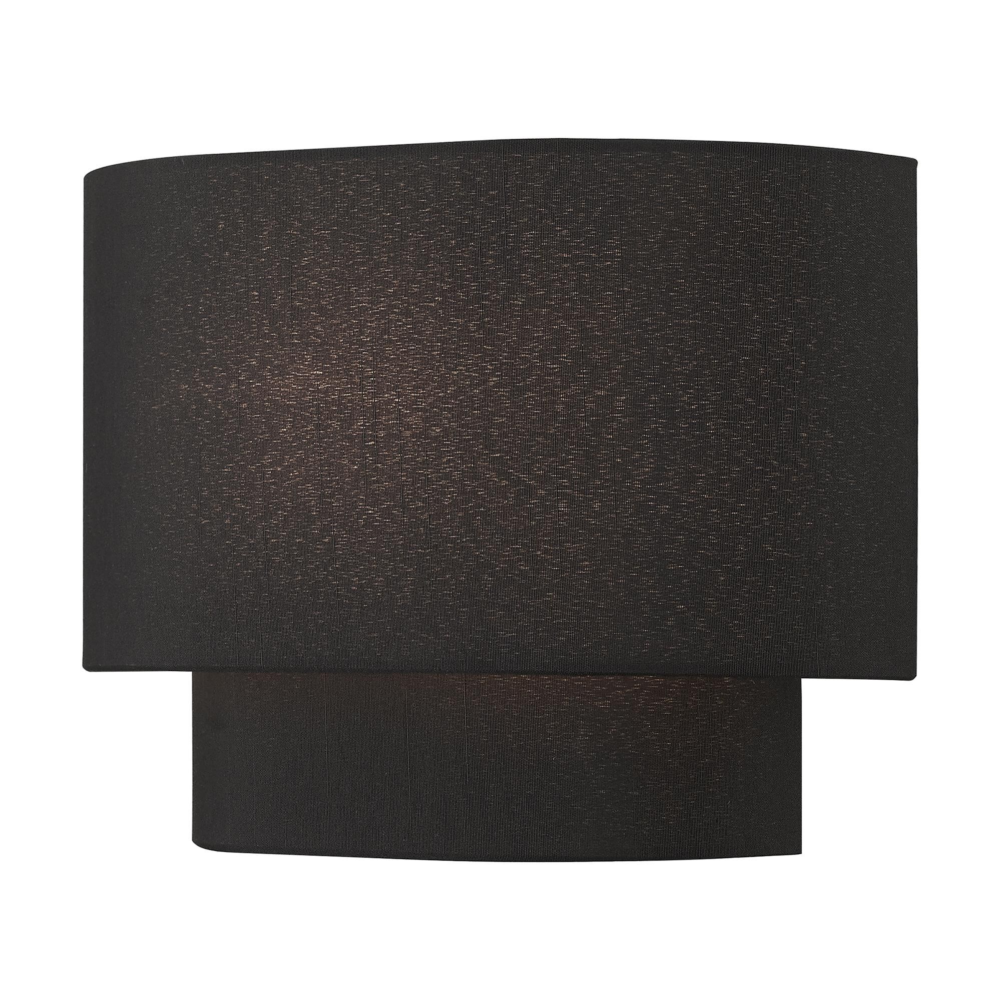 Shown in Black finish and Hand Crafted Black Color Hardback Fabric with White Fabric Inside shade