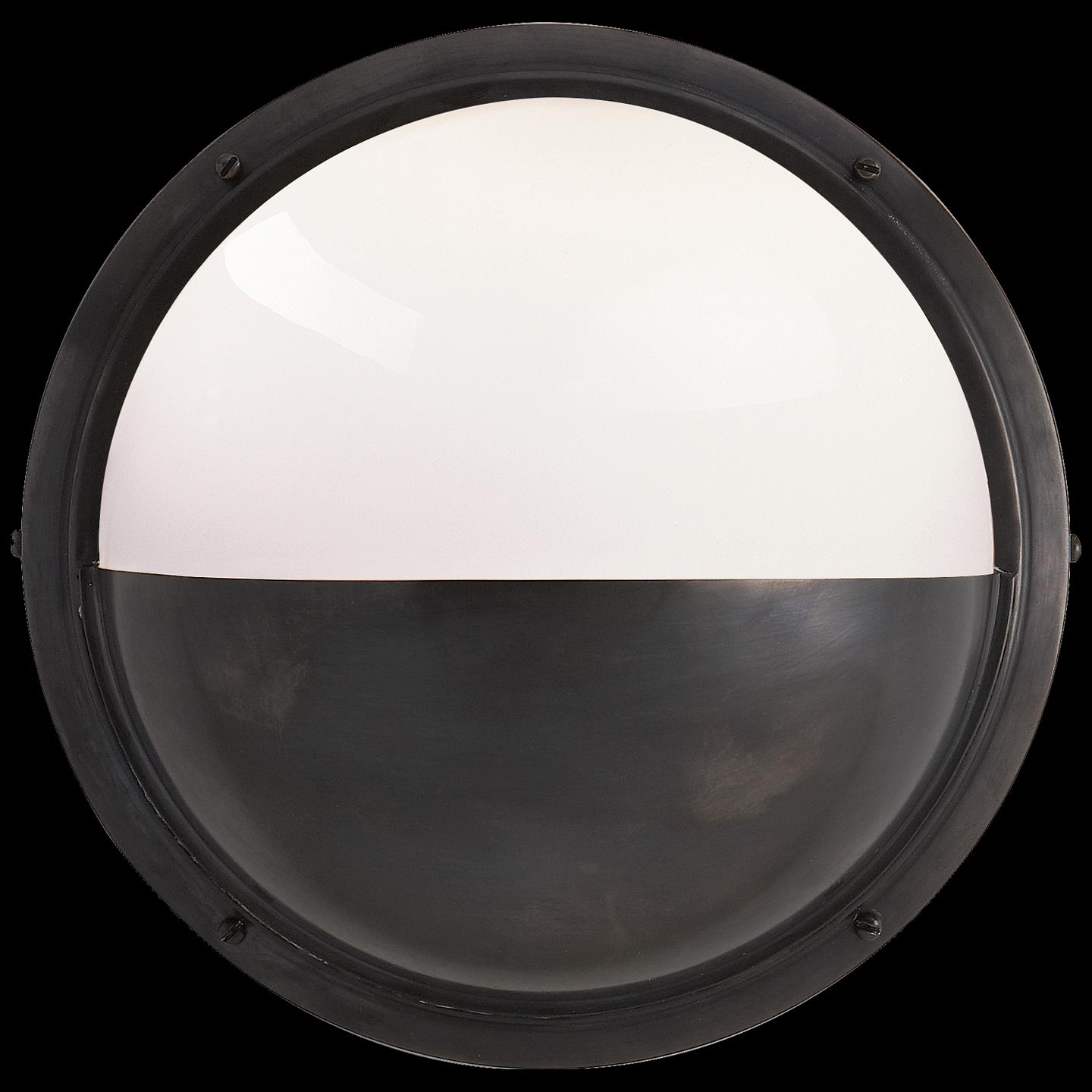 Shown in Bronze finish and White glass