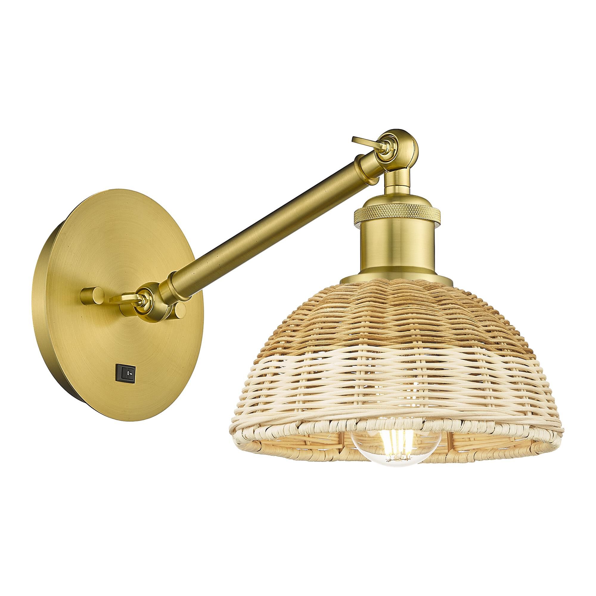 Shown in Satin Gold finish and Natural shade