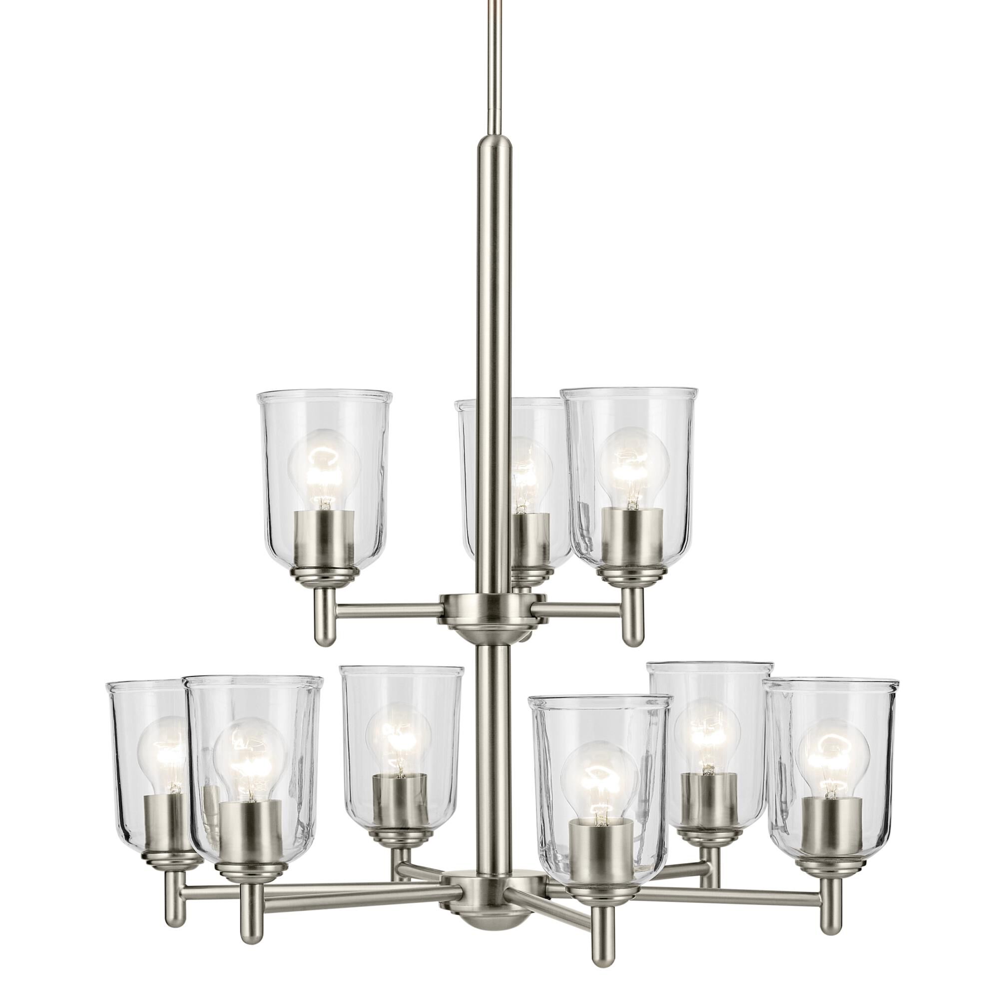 Shown in Brushed Nickel finish and Clear glass
