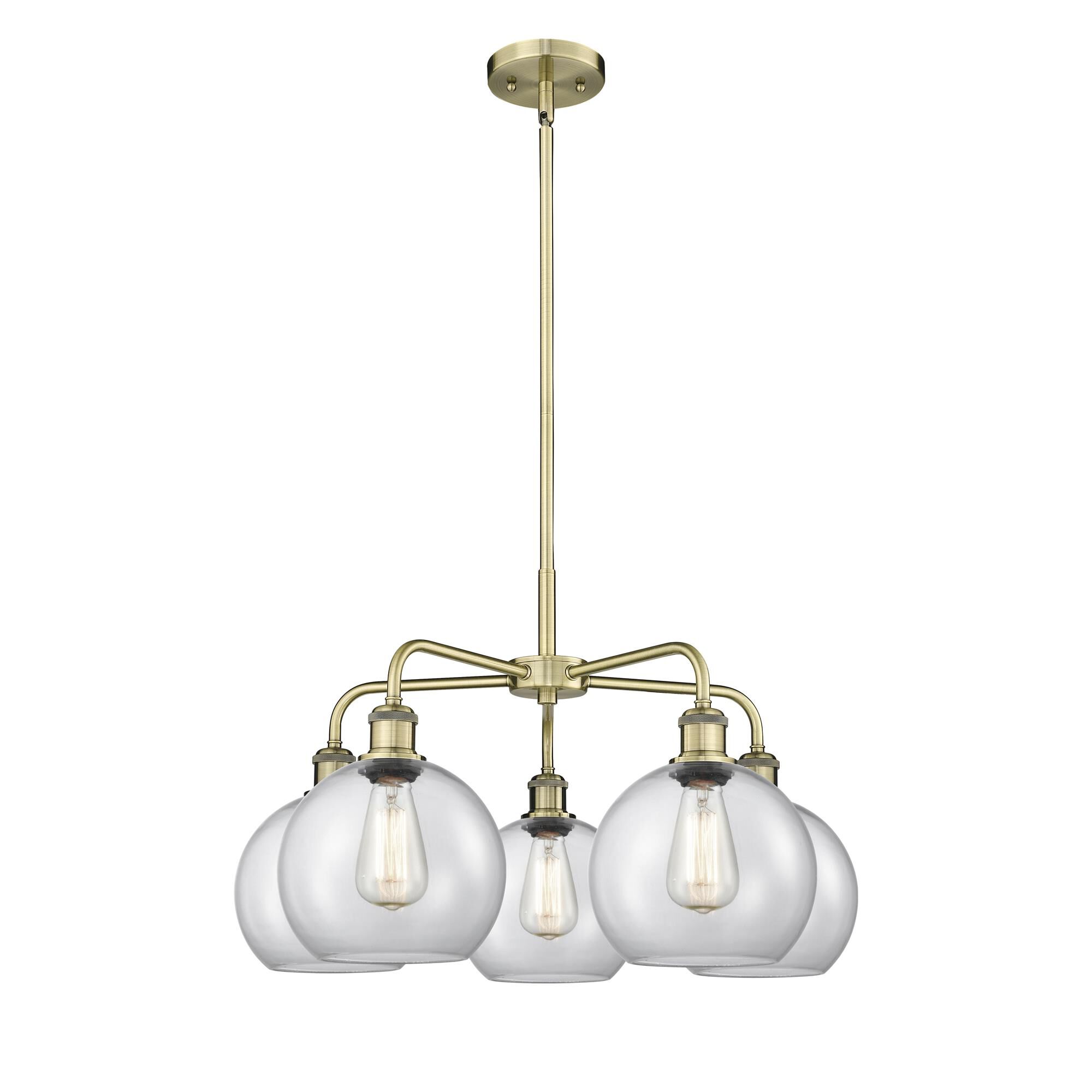Shown in Antique Brass finish and Clear glass