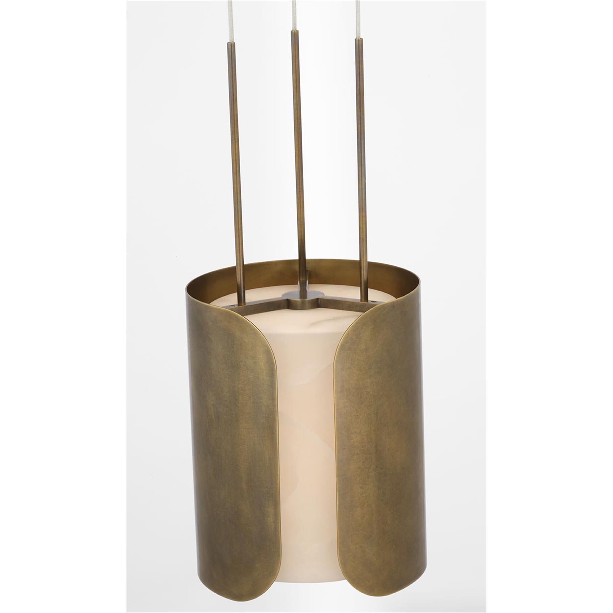 Shown in Mottled Brass finish and Alabaster shade