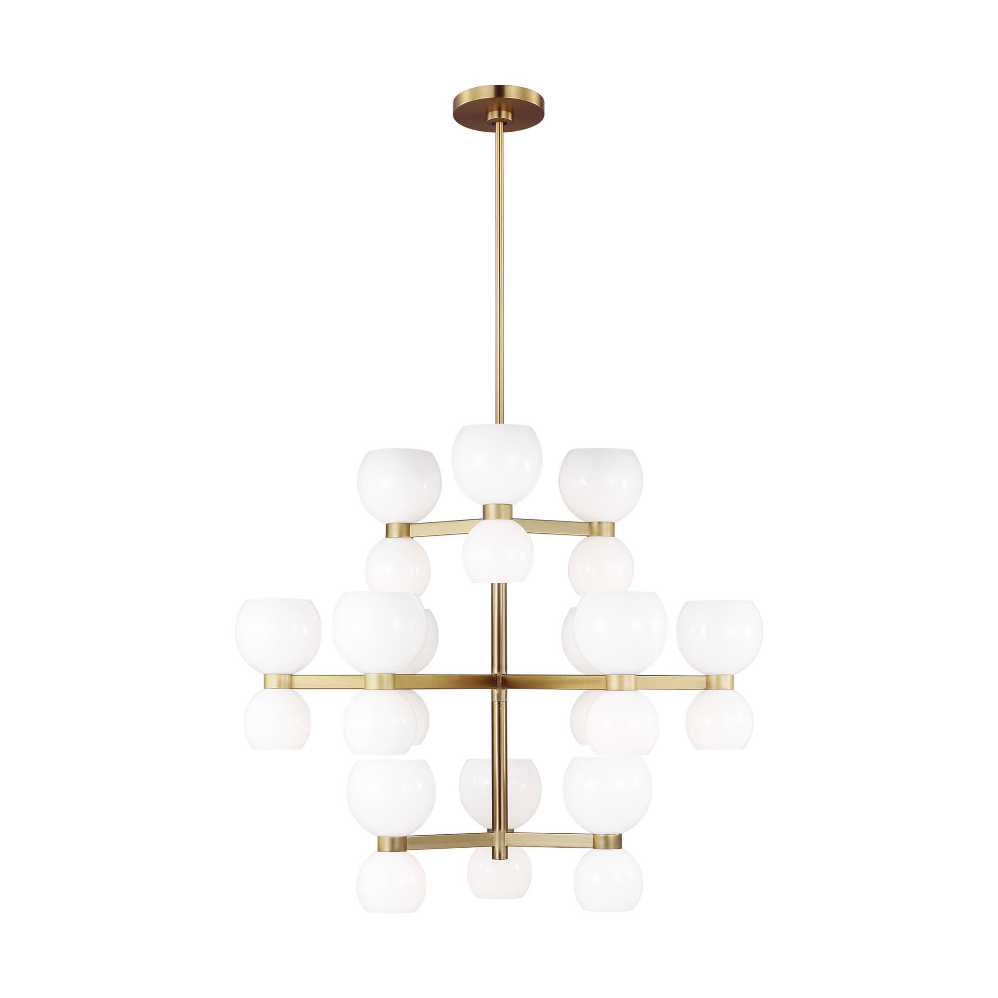 Shown in Burnished Brass finish and Milk White glass