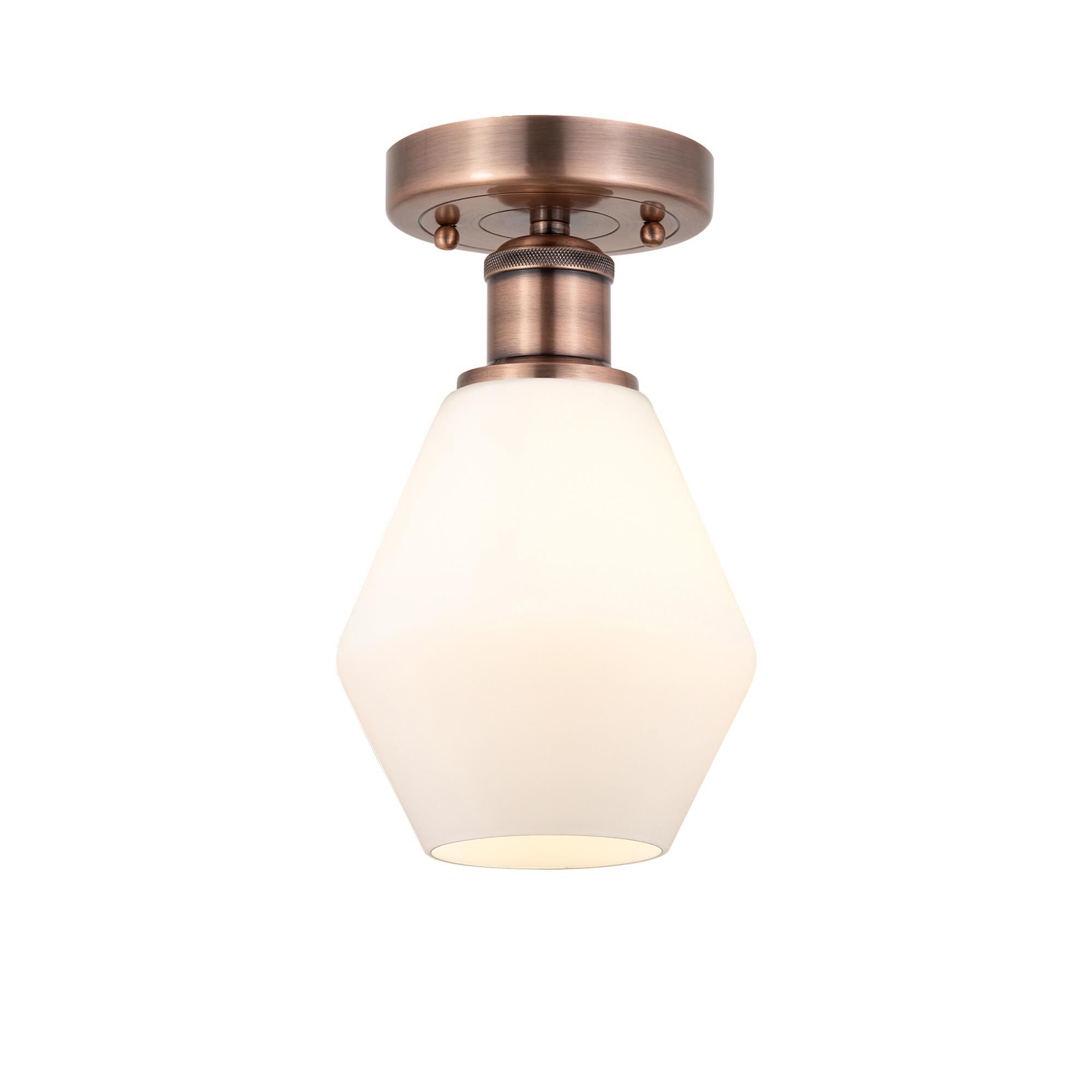 Shown in Antique Copper finish and Cased Matte White glass