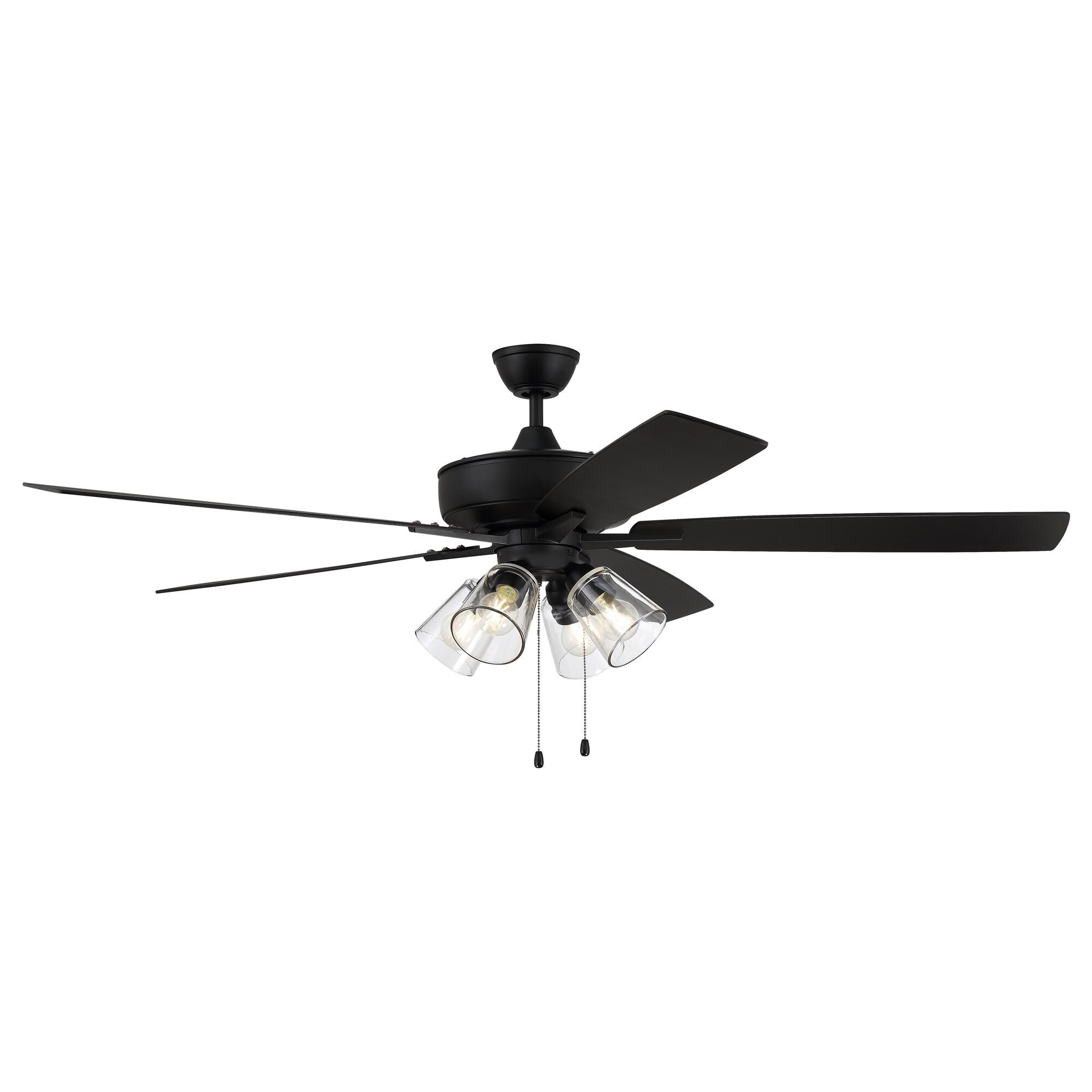 Shown in Flat Black finish and Clear glass and Yes shade