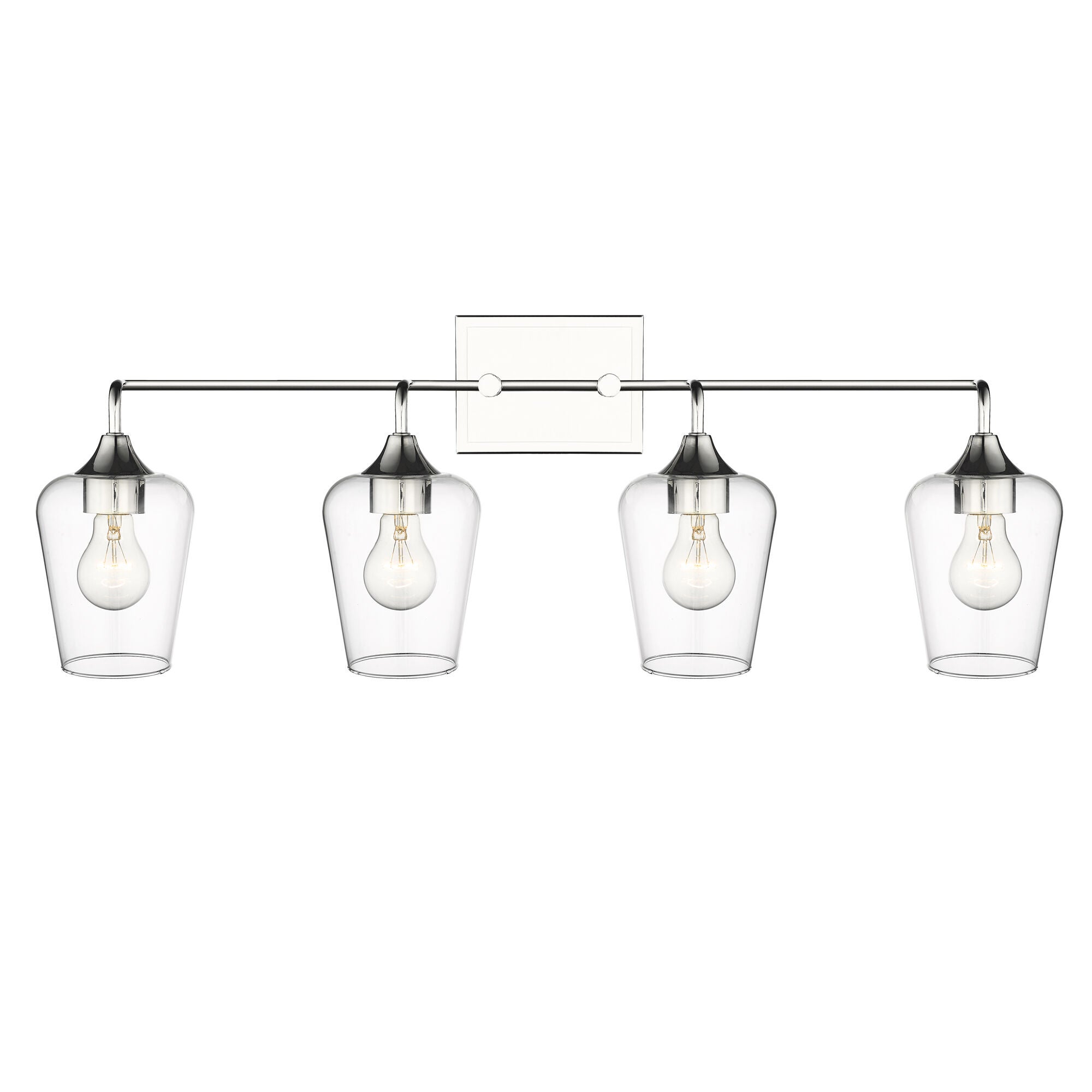 Shown in Polished Nickel finish and Clear Glass shade
