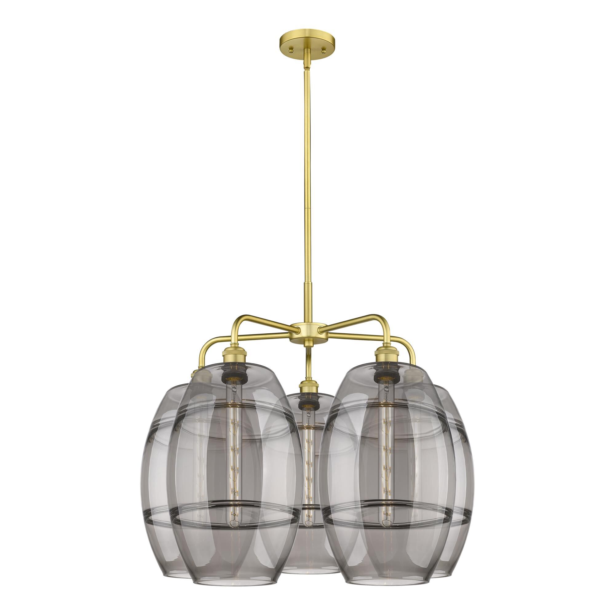 Shown in Satin Gold finish and Light Smoke glass