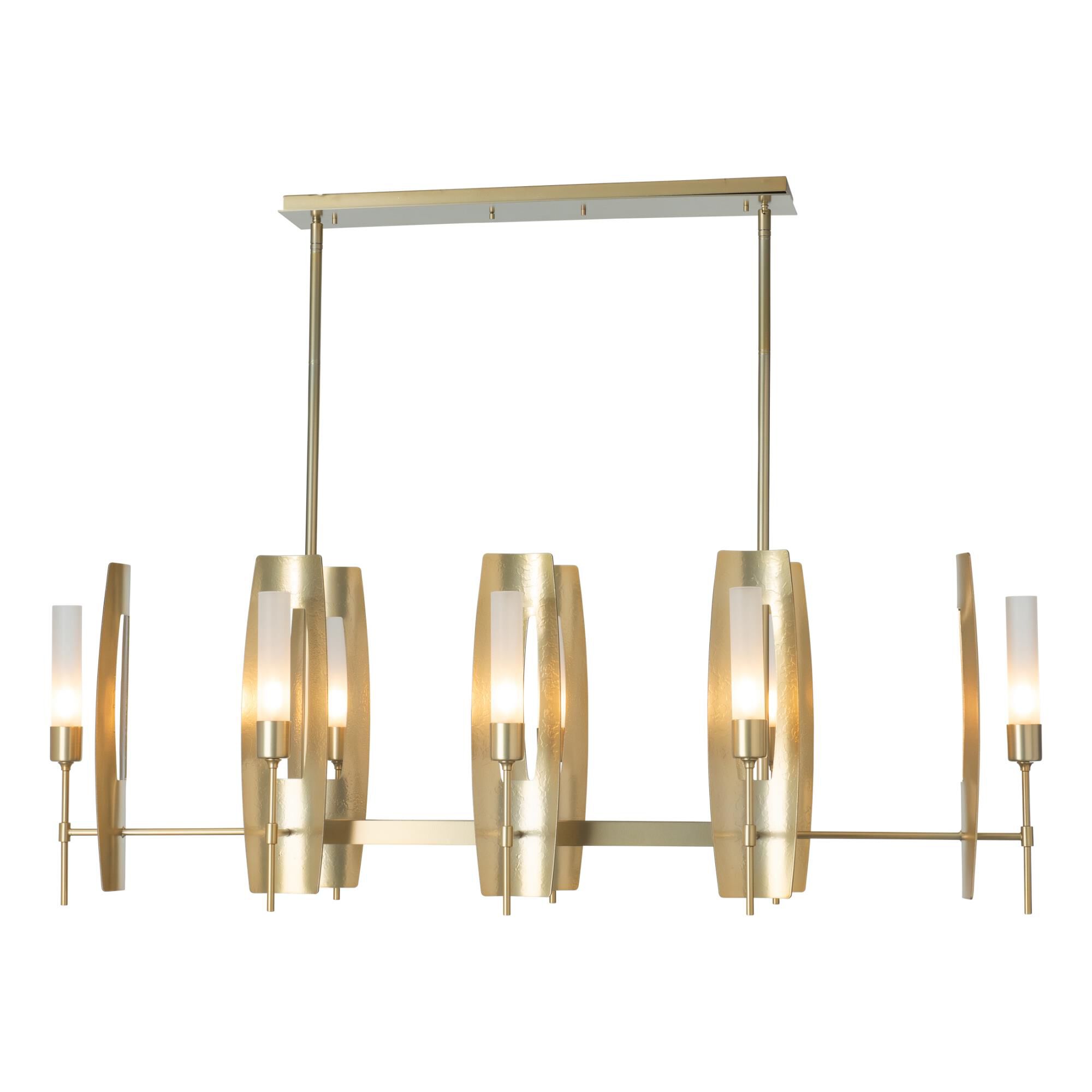 Shown in Modern Brass finish and Frosted glass
