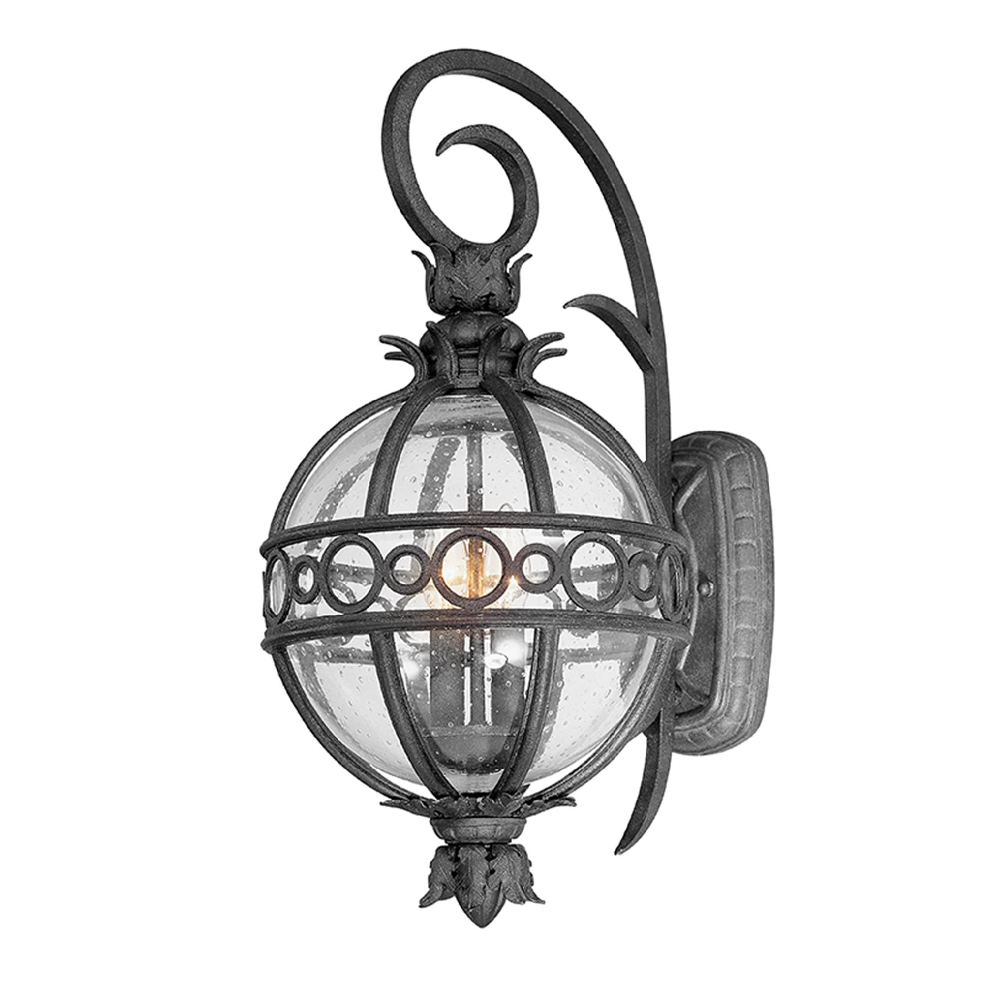 Shown in Campanile Bronze finish and Clear glass and Seedy Glass shade