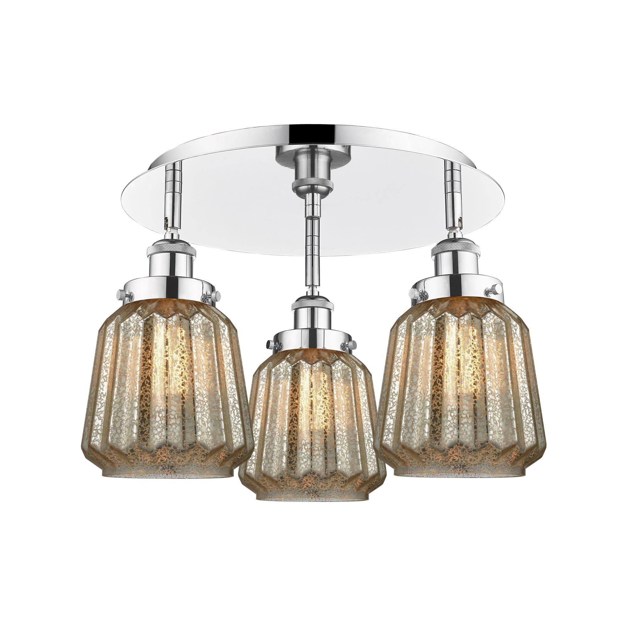 Shown in Polished Chrome finish and Mercury glass