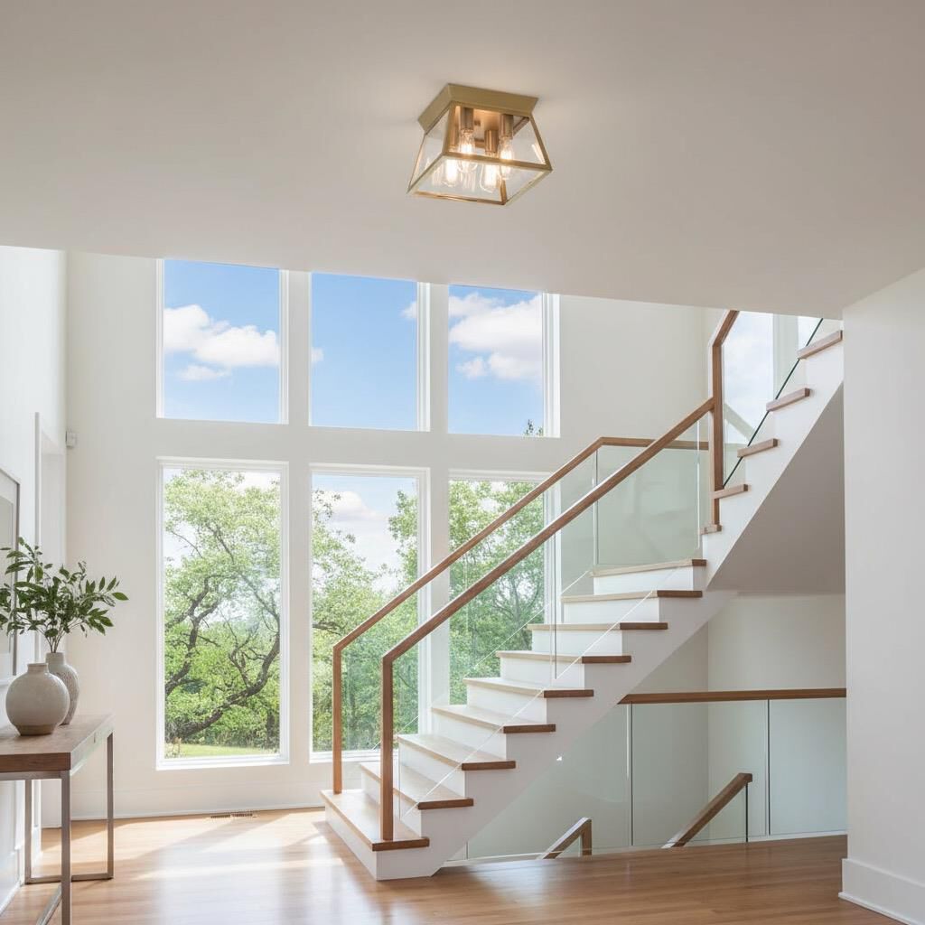 Shown in Brushed Brass finish and Clear glass