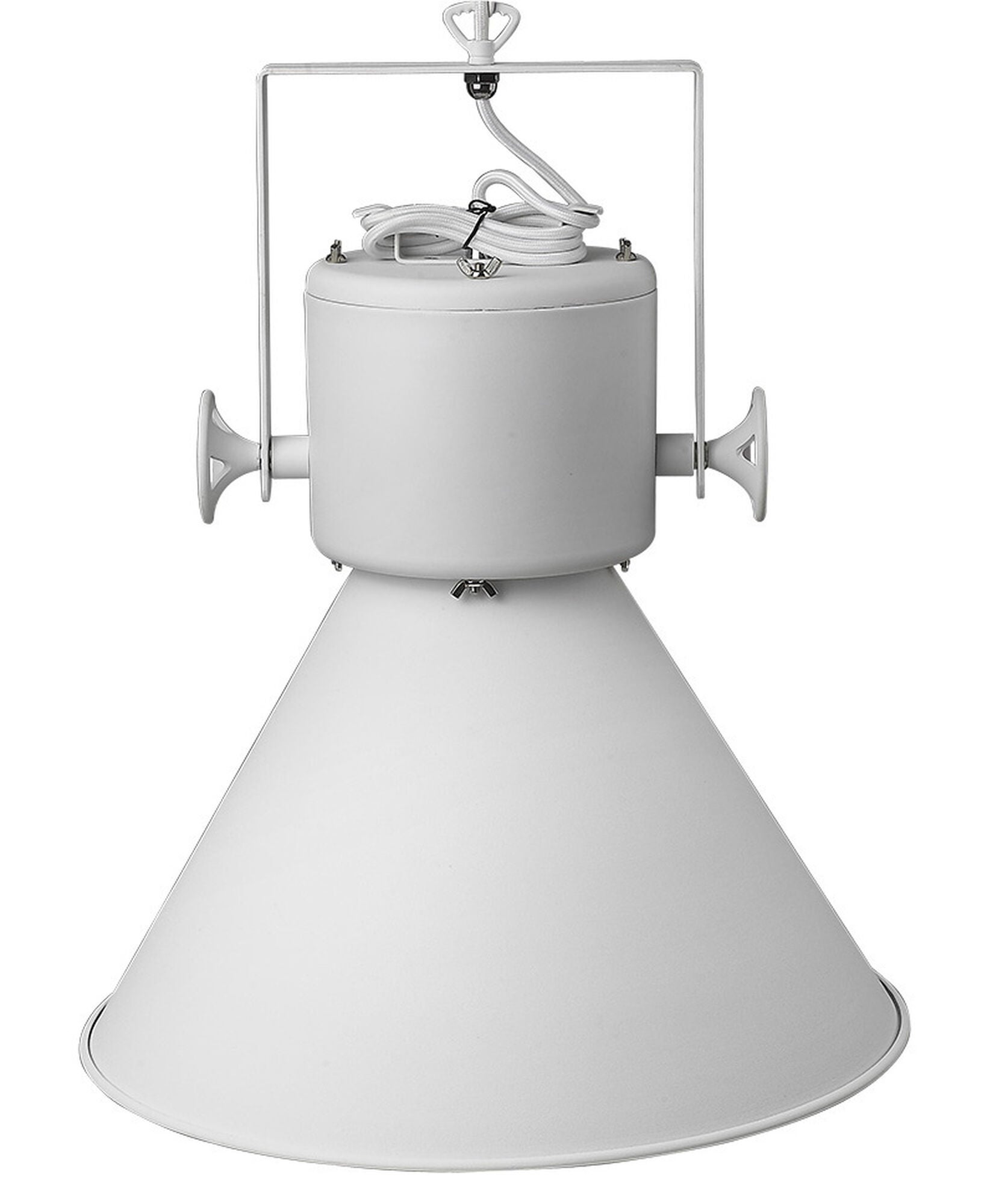 Shown in White finish and White glass and White Metal Cone Shaped  W/ White Interior shade