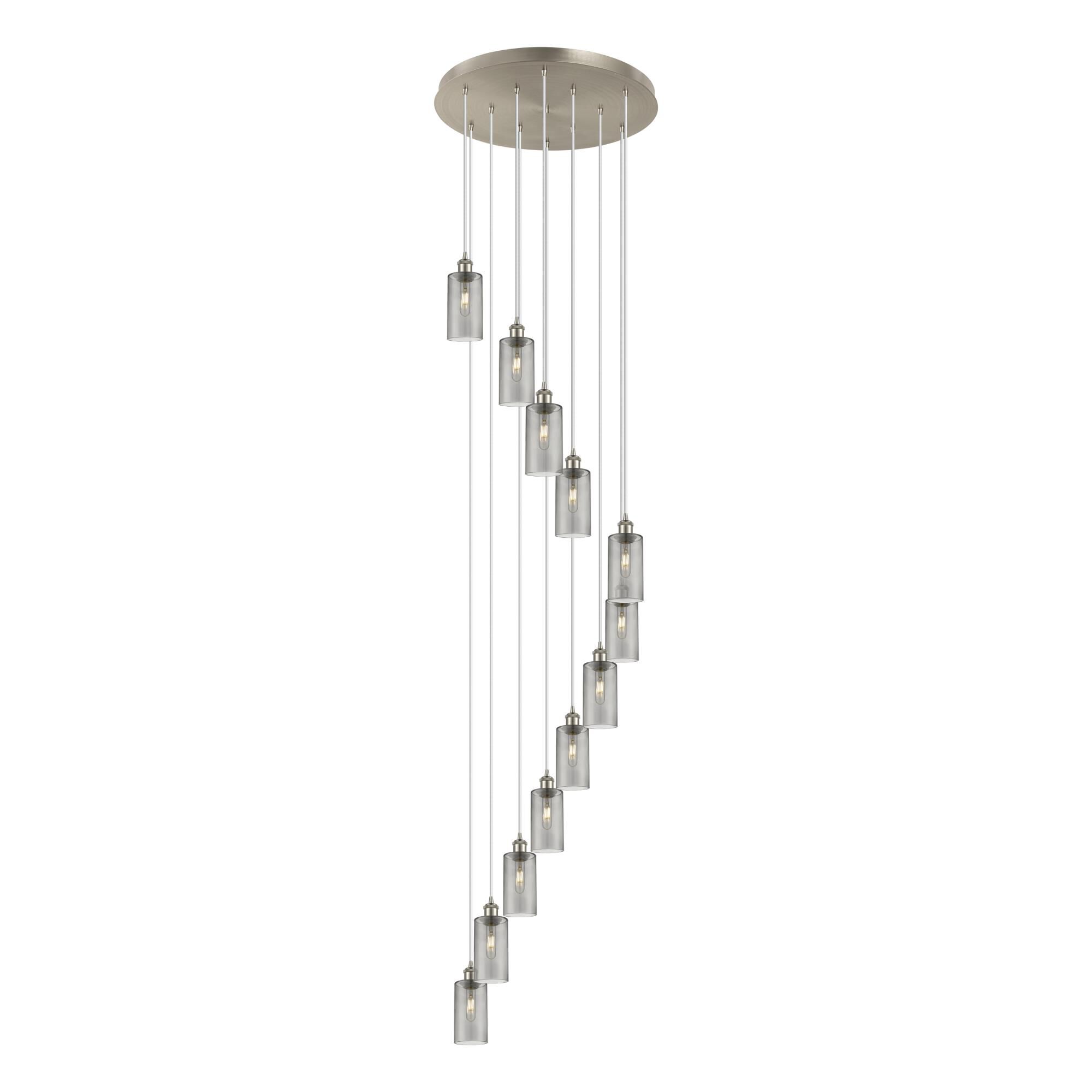 Shown in Satin Nickel finish and Light Smoke shade