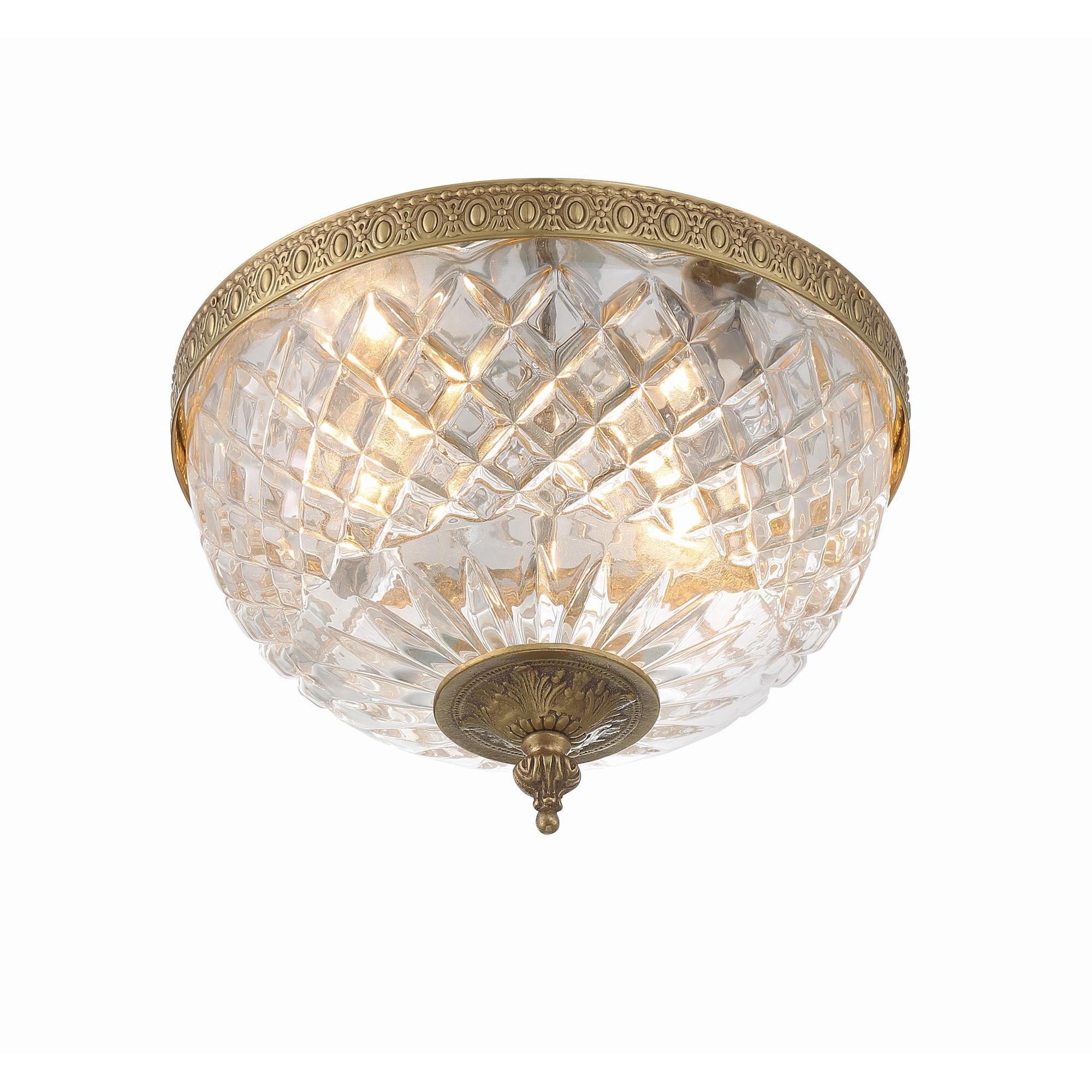 Shown in Olde Brass finish and Lead Crystal glass and Lead Crystal shade