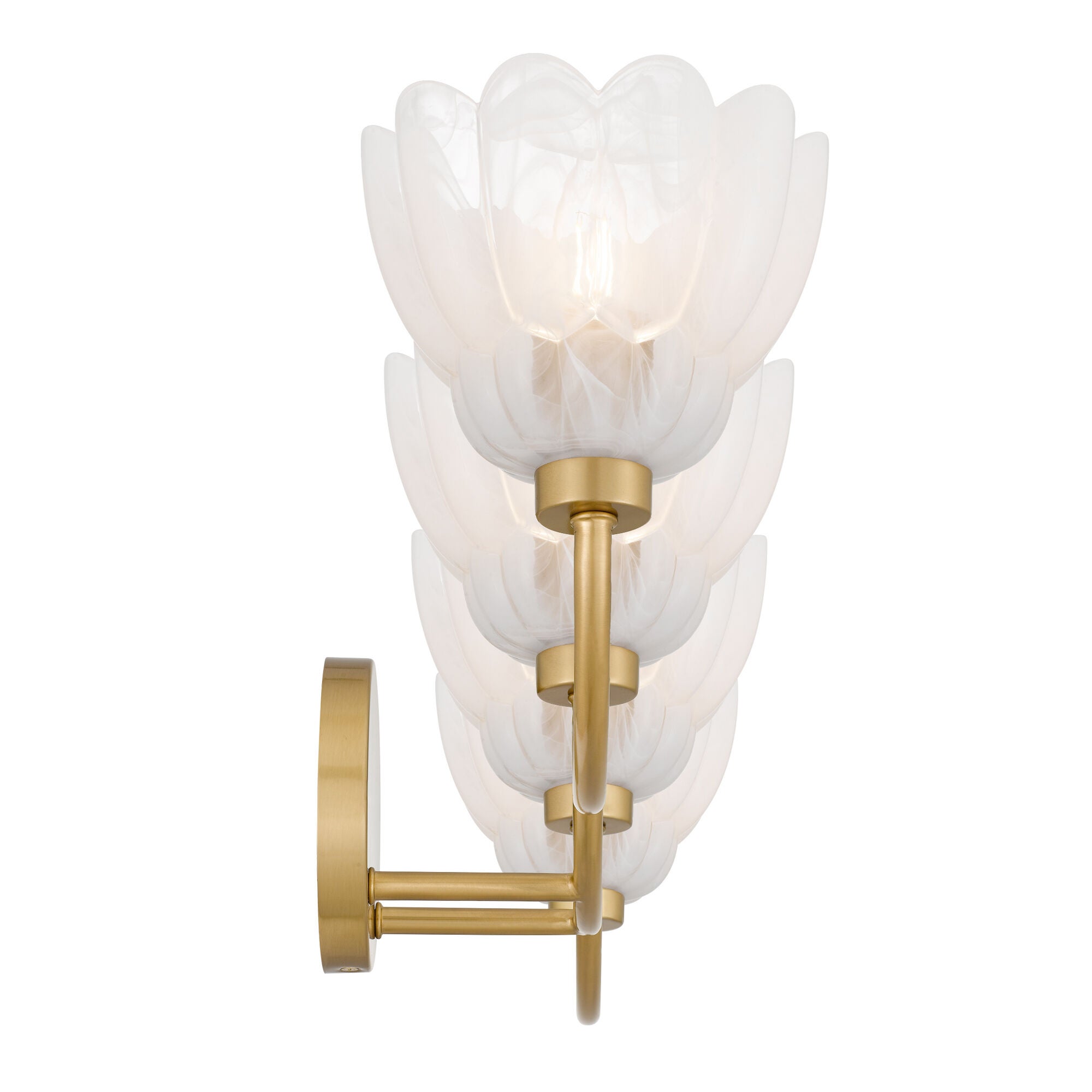 Shown in Brushed Gold finish and Alabaster Glass shade