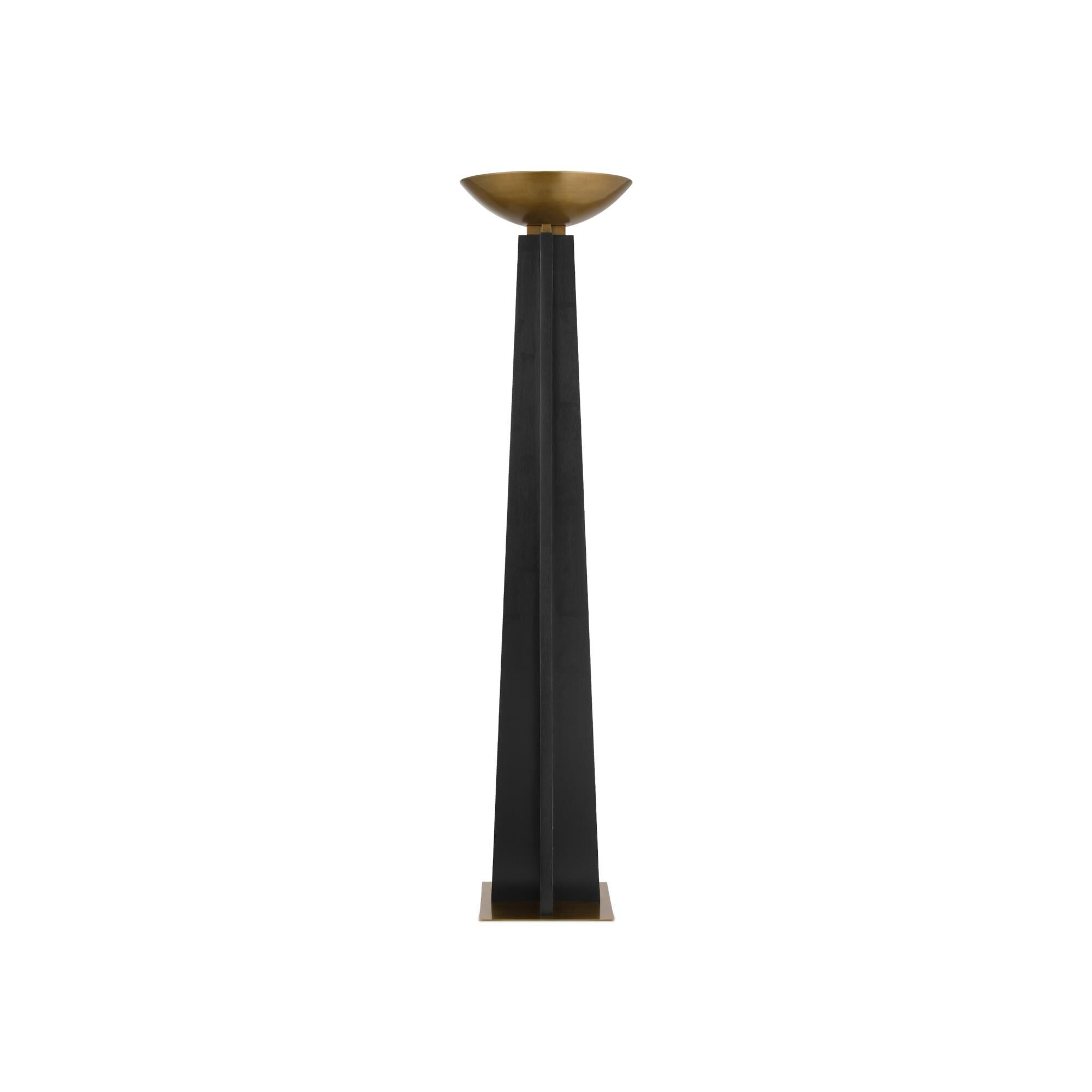 Shown in Black and Antique Brass finish and Antique Brass/Metal shade