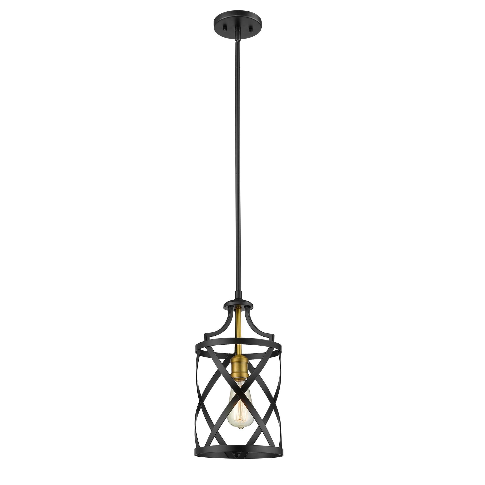 Shown in Matte Black + Olde Brass finish and --- glass and --- shade
