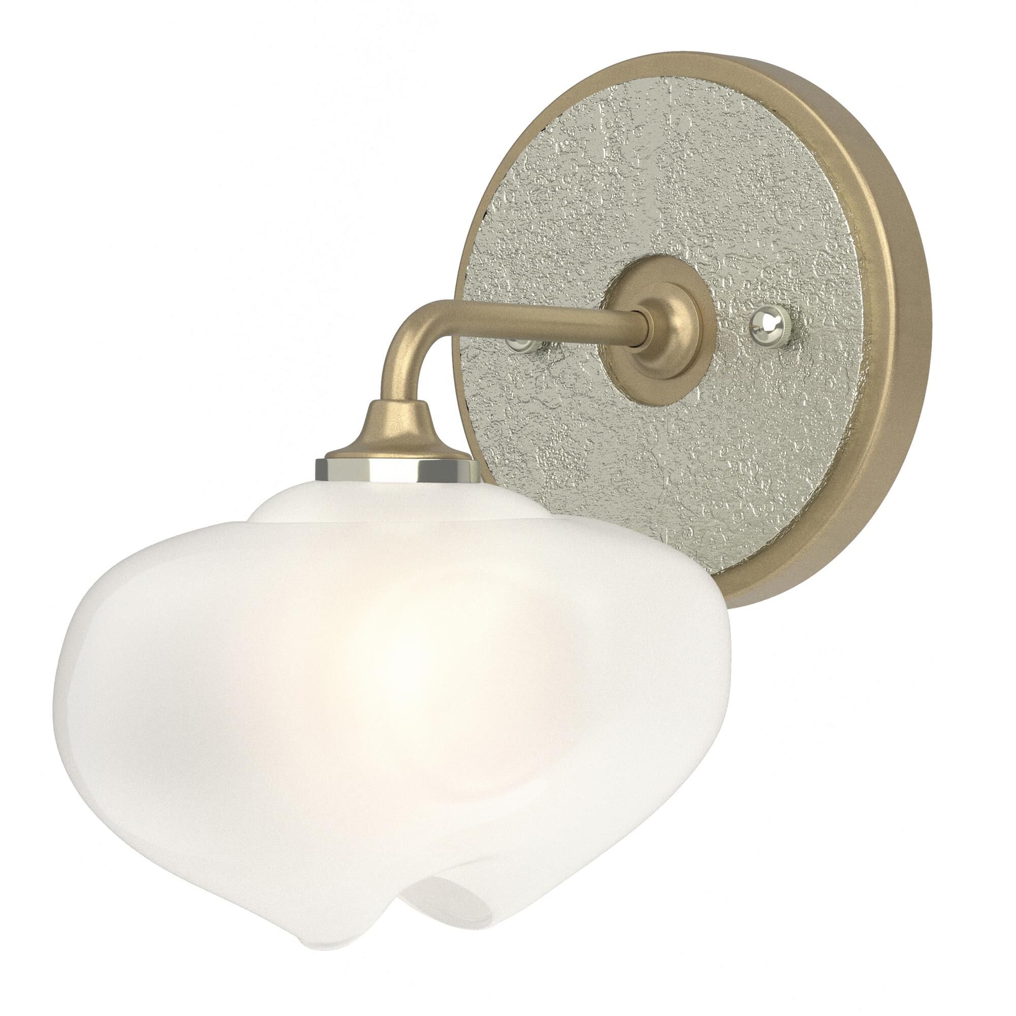 Shown in Soft Gold finish and Frosted glass and Sterling (85) accent