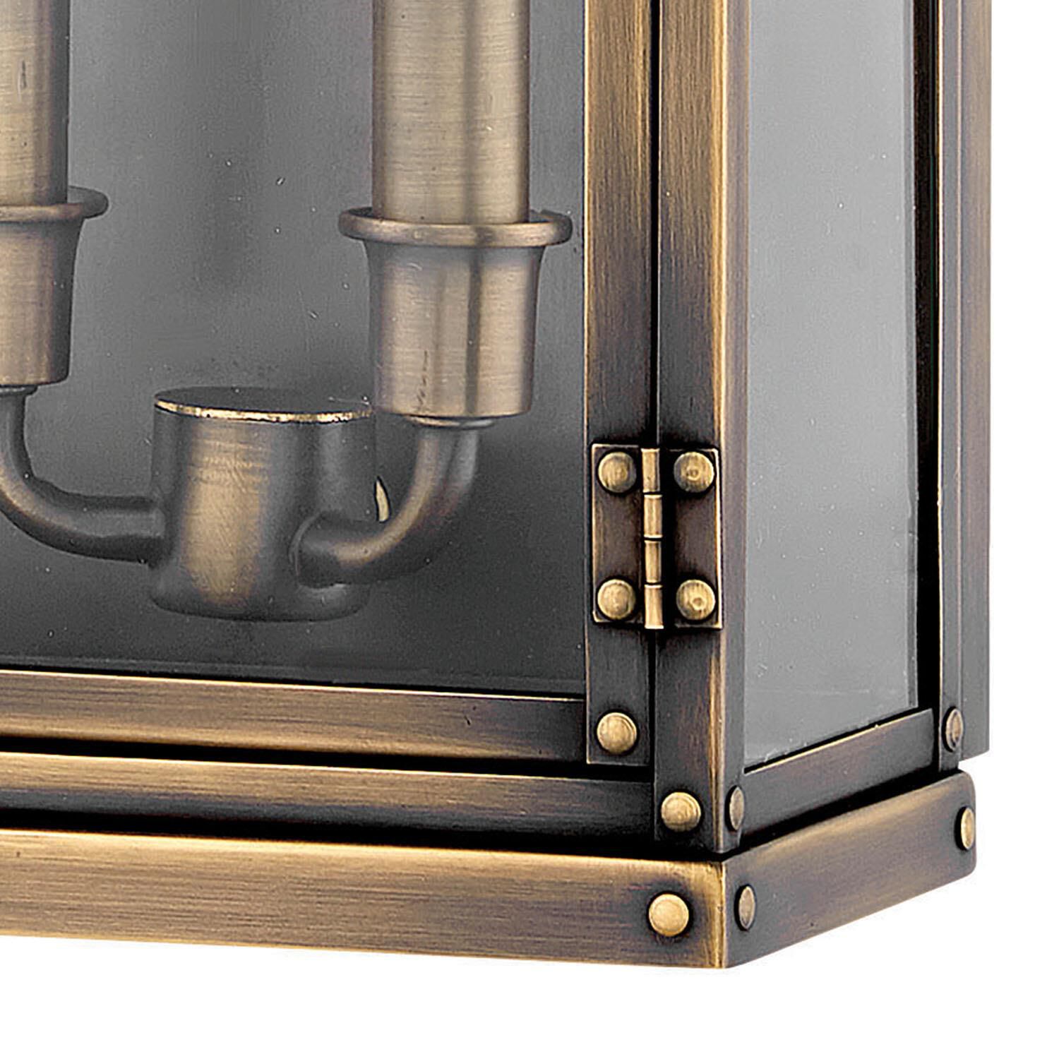 Shown in Dark Antique Brass finish and Clear glass