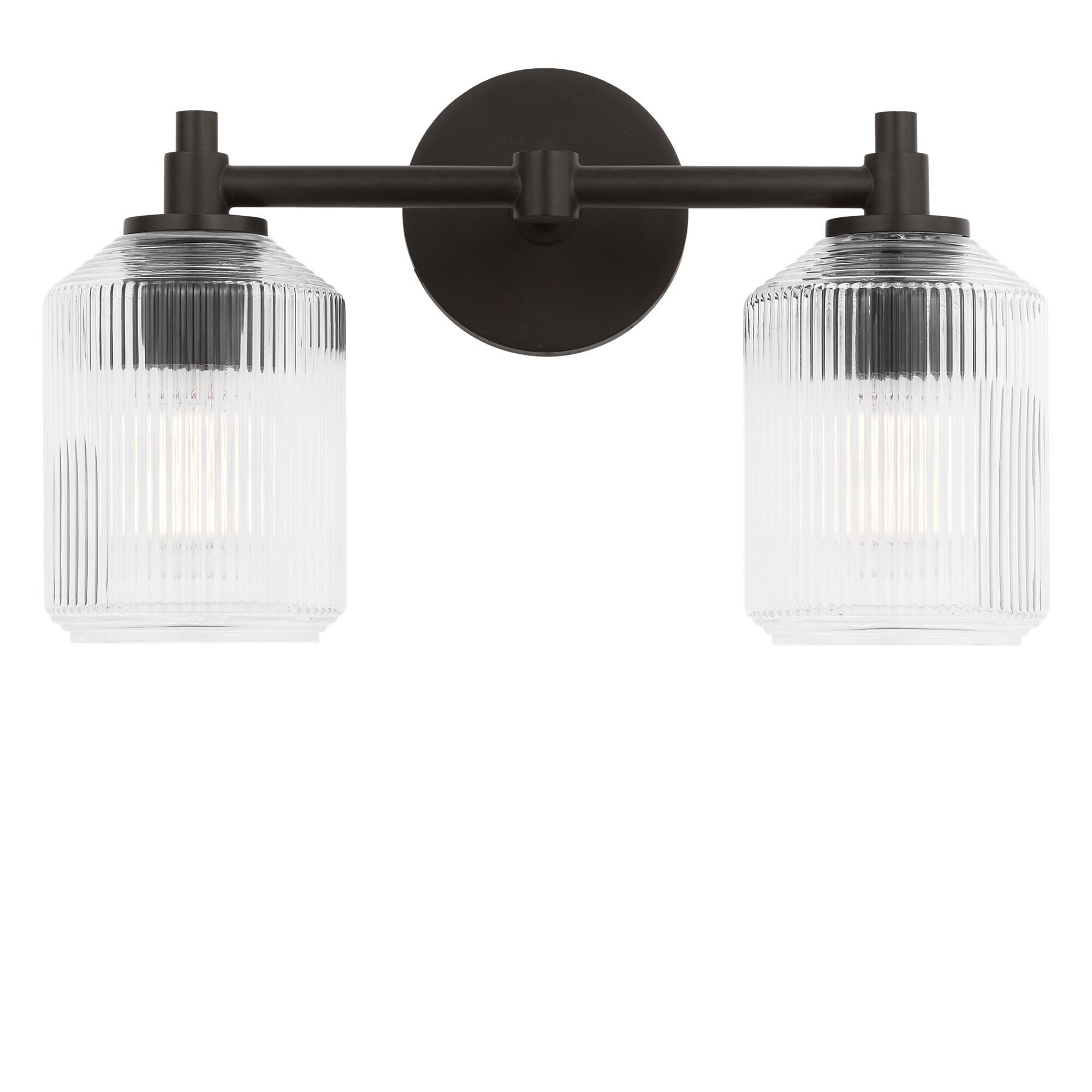 Shown in Aged Iron finish and Clear Ribbed glass
