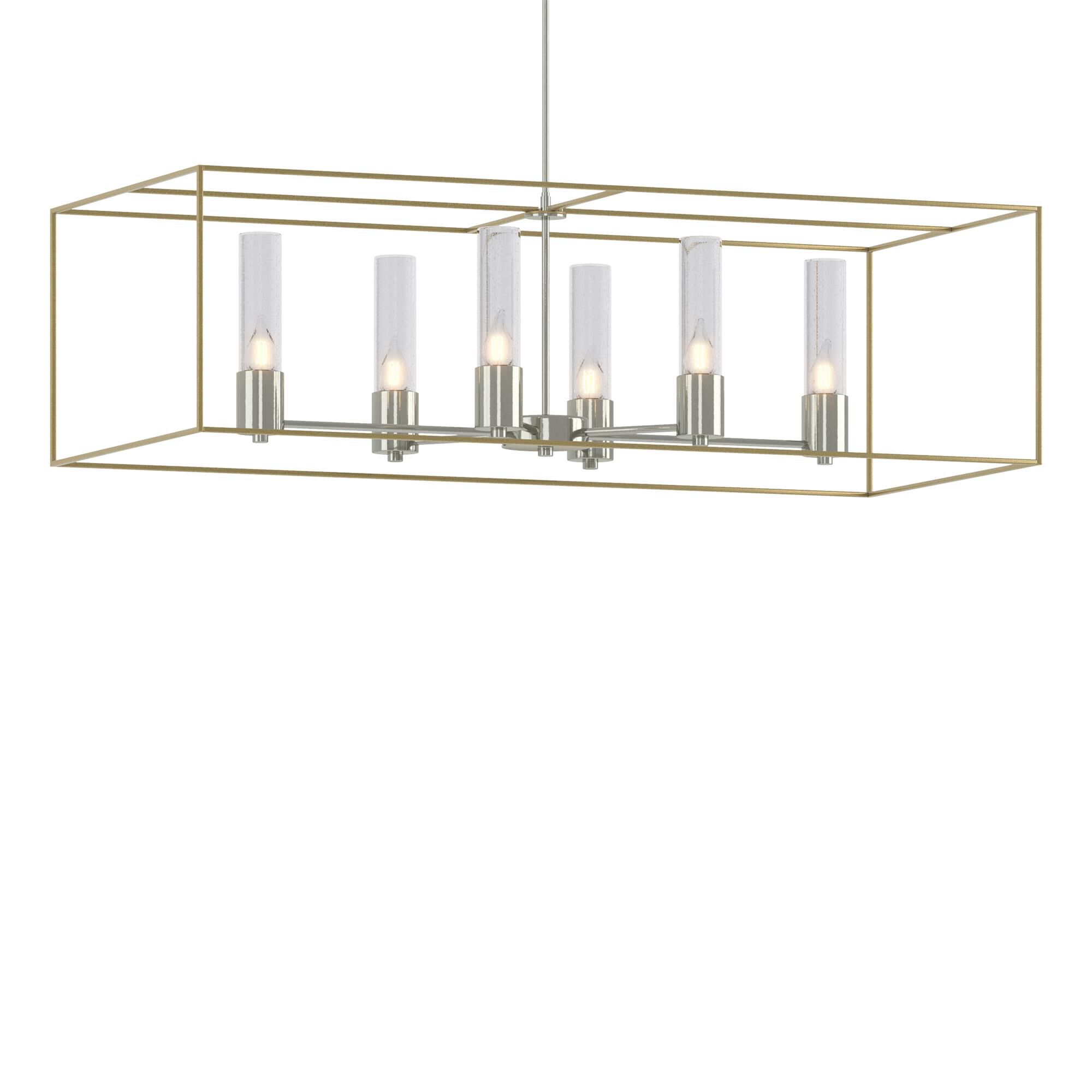 Shown in Sterling finish and Clear glass and Modern Brass accent