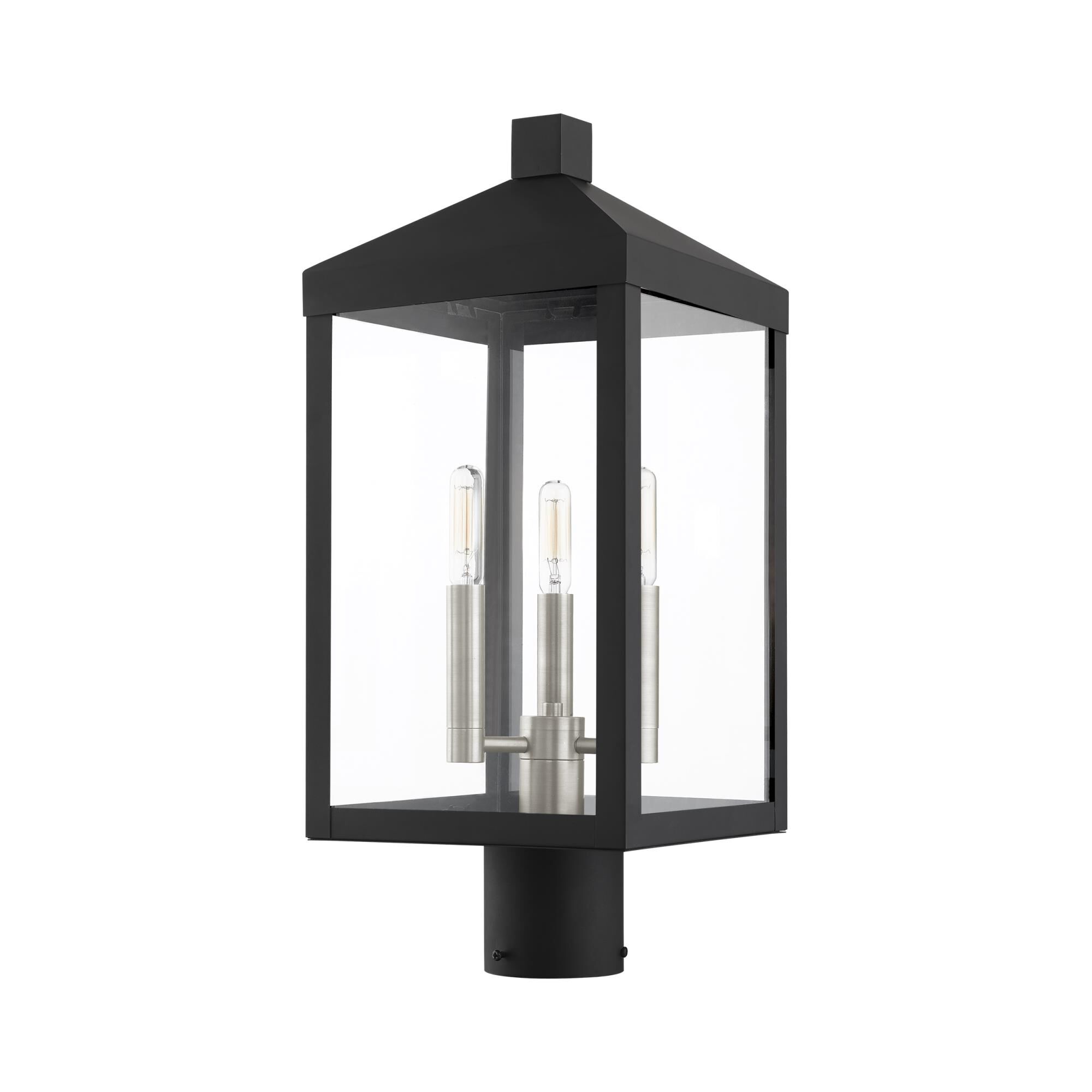Shown in Black With Brushed Nickel Cluster finish and Clear glass and Clear Glass shade