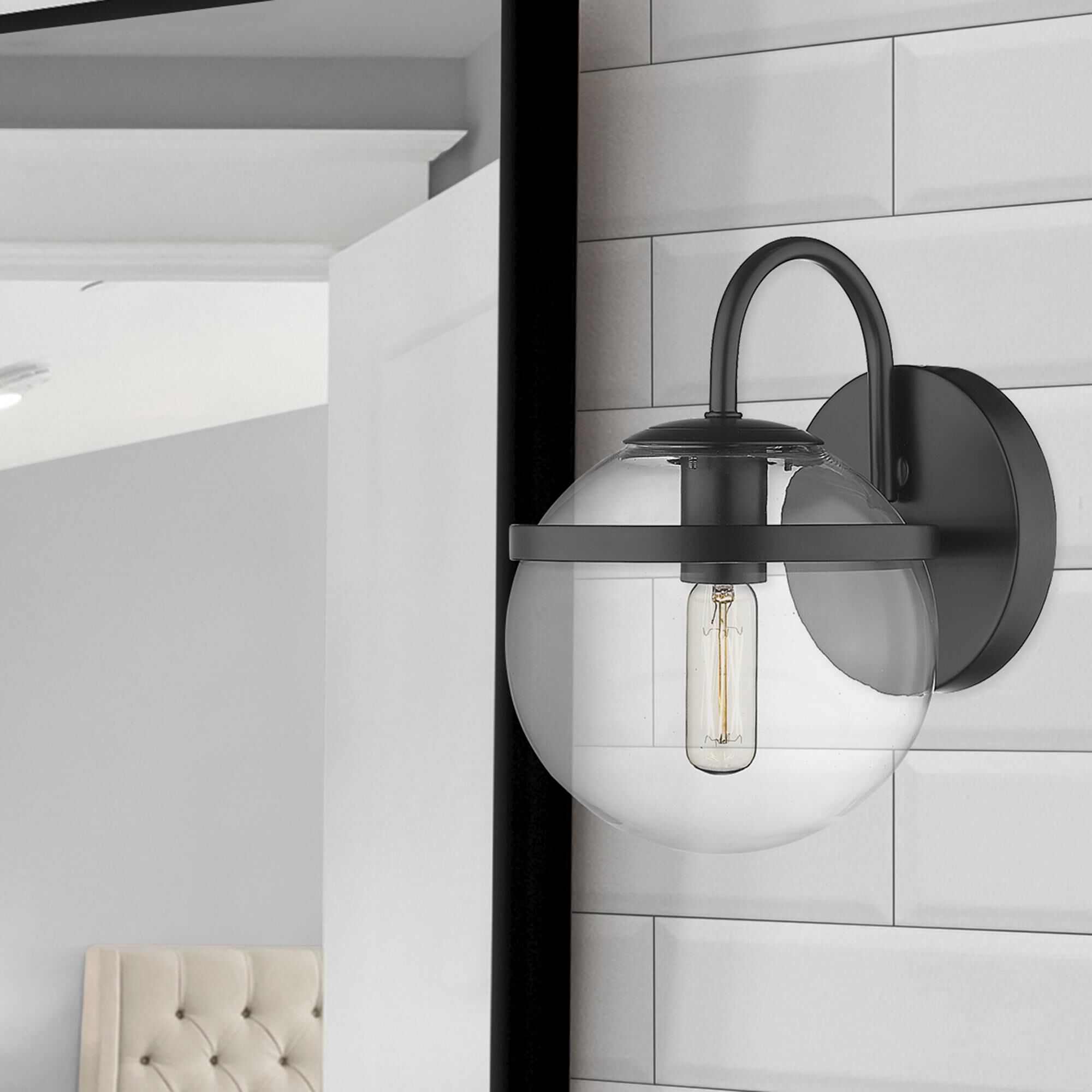 Shown in Matte Black  finish and Clear glass